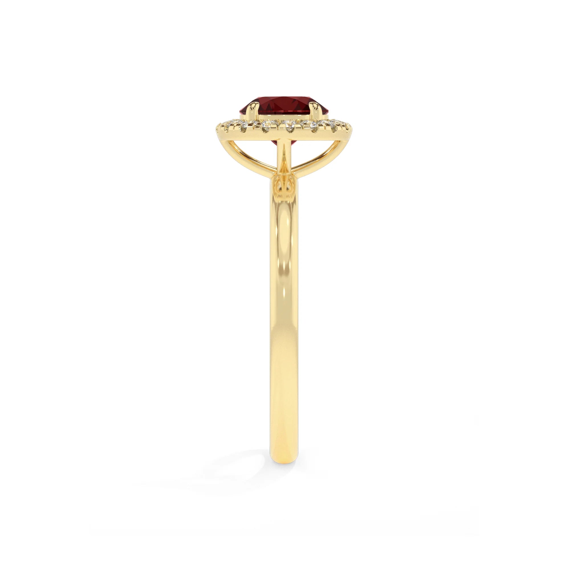 natural garnet round solitaire rings in yellow gold