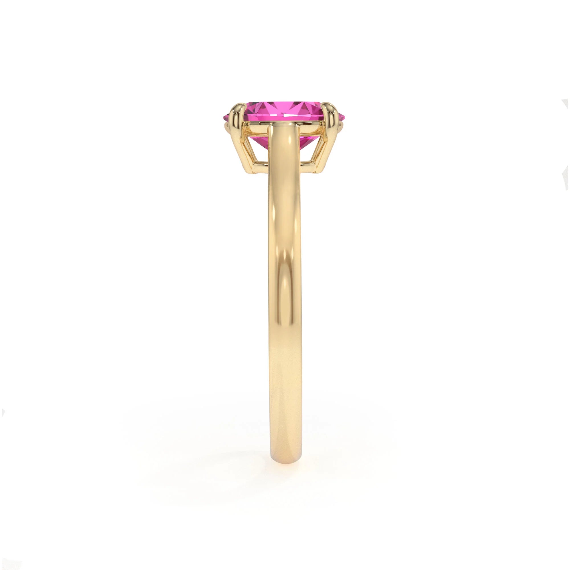 lab grown pink-sapphire oval solitaire rings in yellow gold