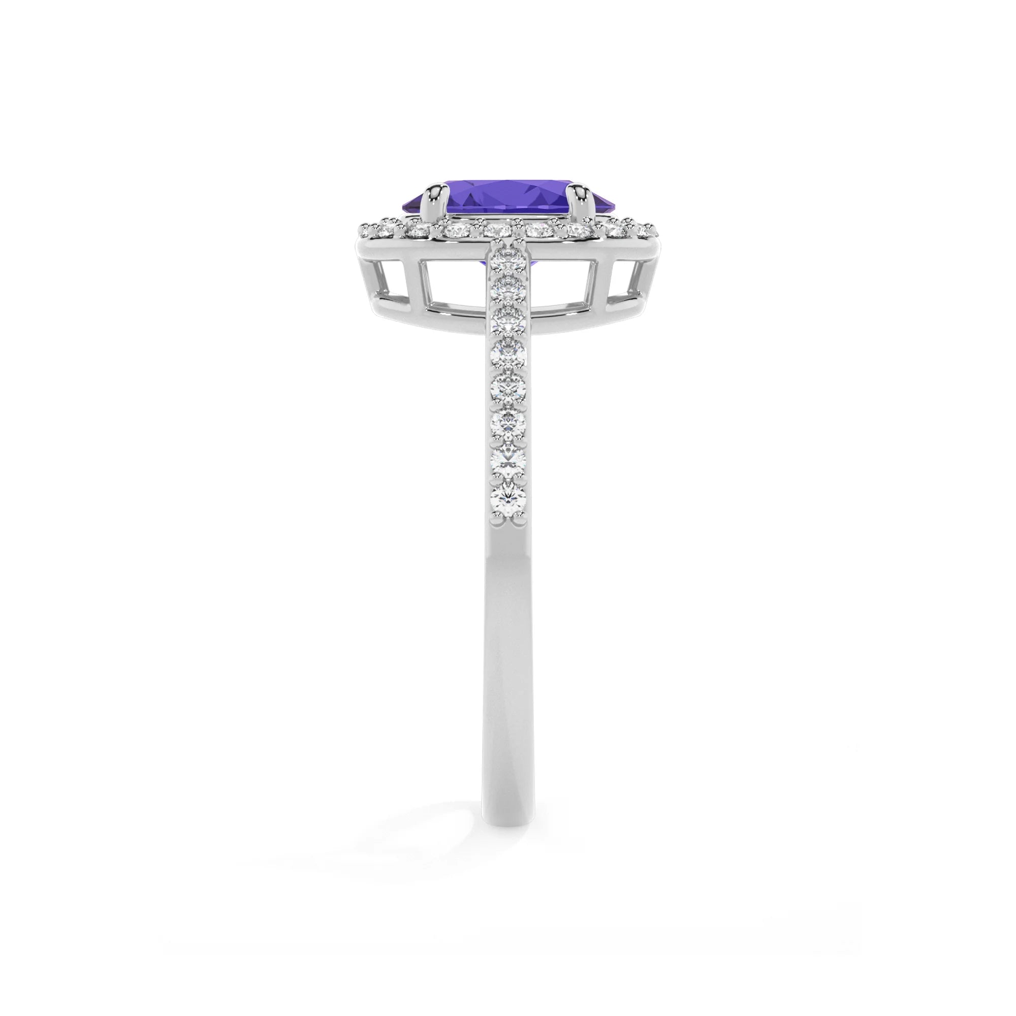 lab grown tanzanite oval solitaire rings in platinum