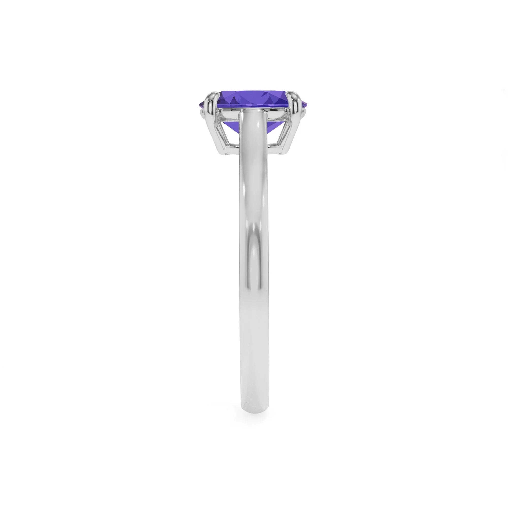 lab grown tanzanite oval solitaire rings in white gold