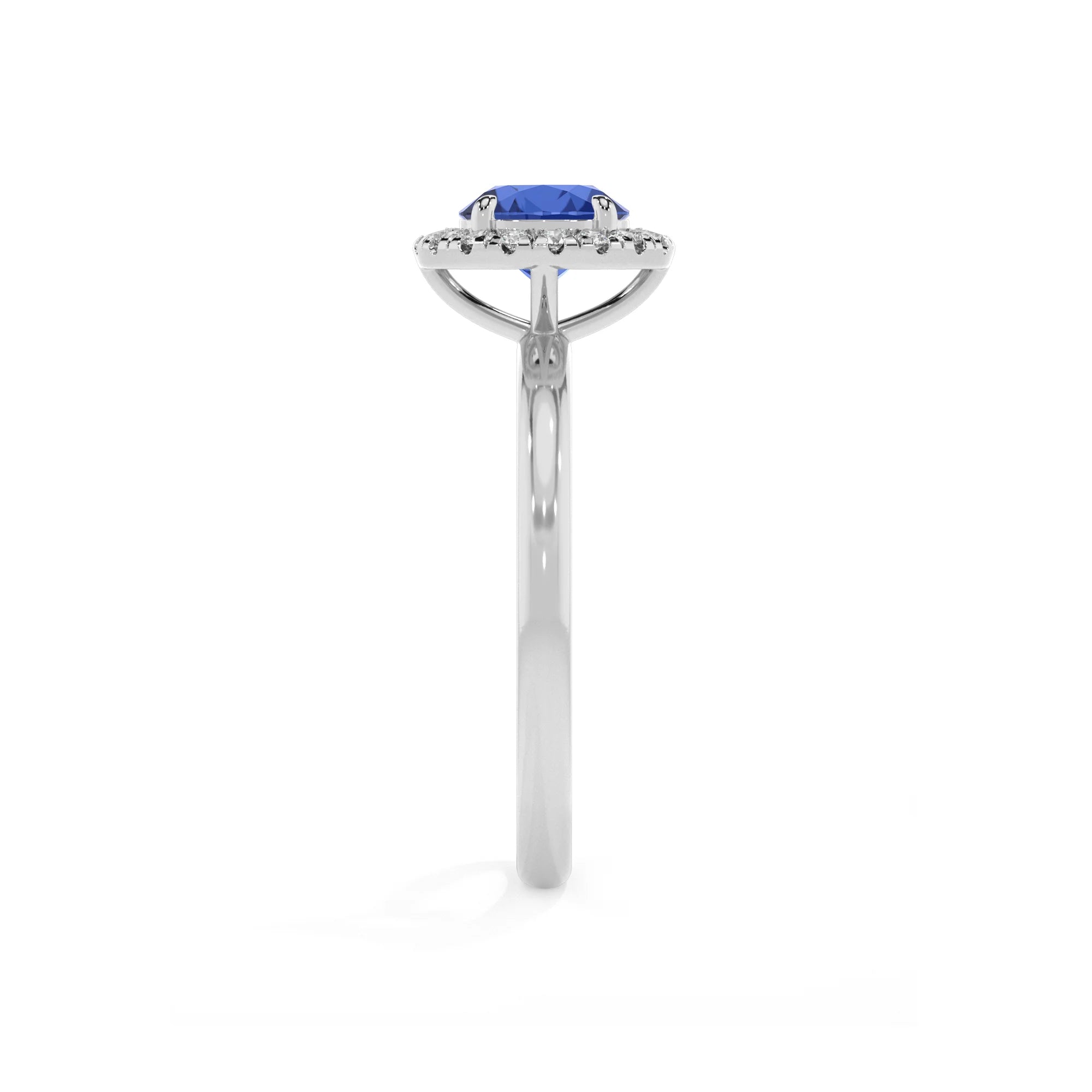 lab grown blue-sapphire round solitaire rings in white gold