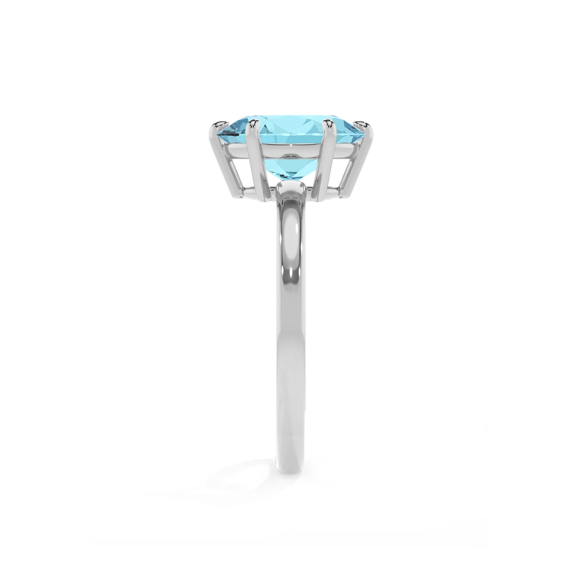lab grown aquamarine oval solitaire rings in sterling silver
