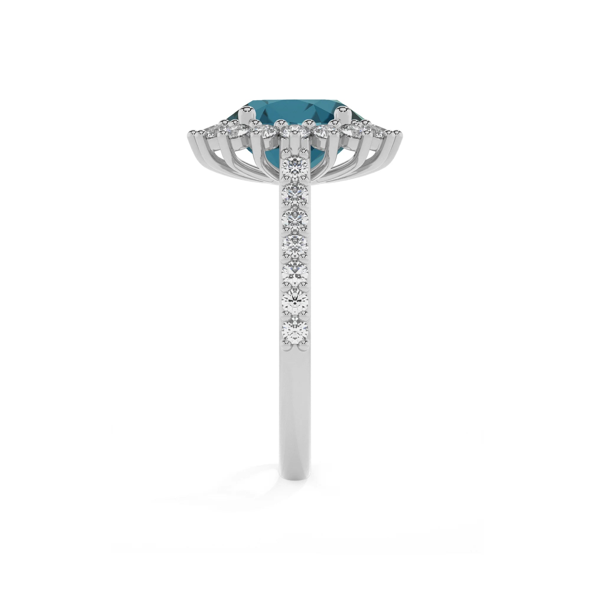 natural london-blue-topaz round solitaire rings in white gold