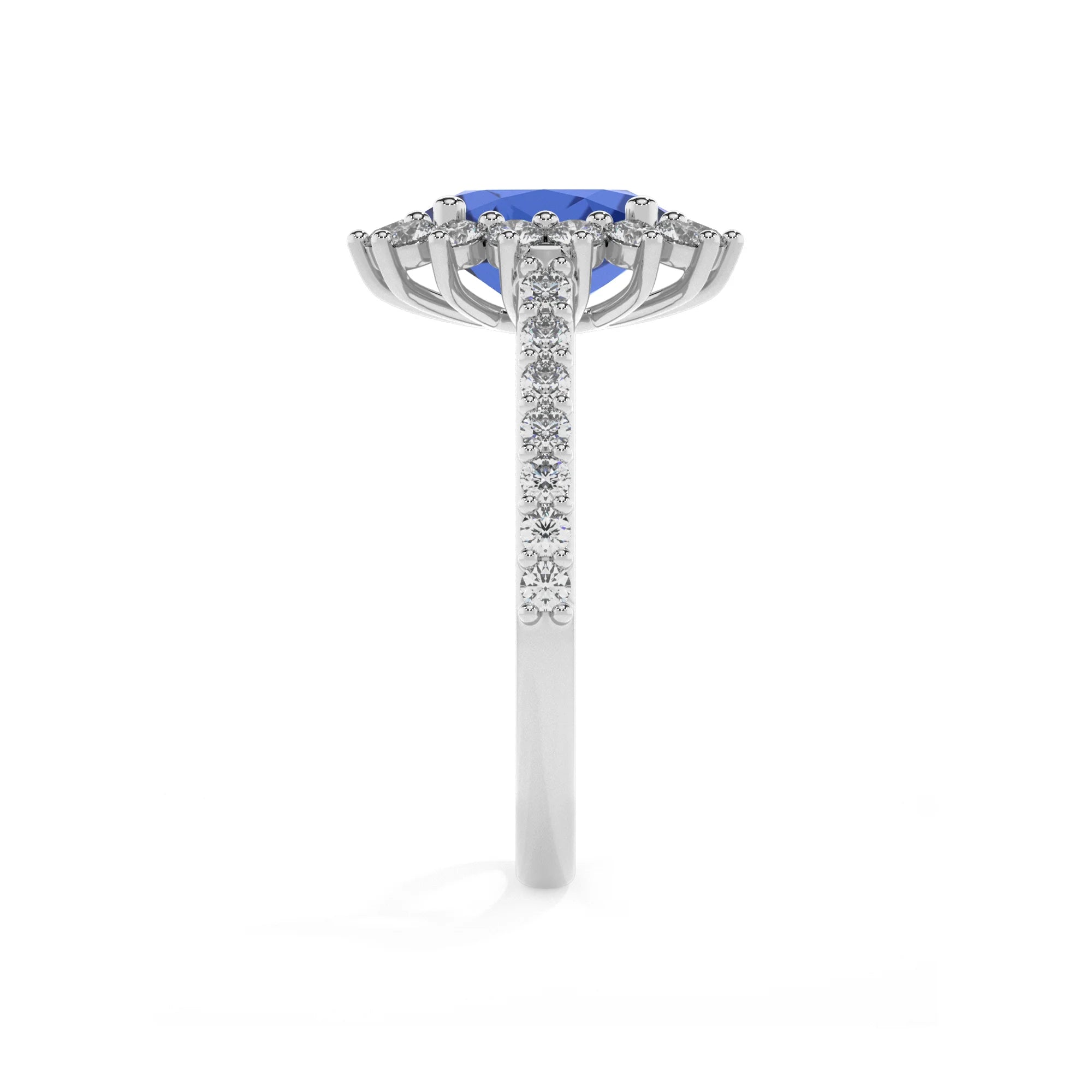 lab grown blue-sapphire oval solitaire rings in sterling silver