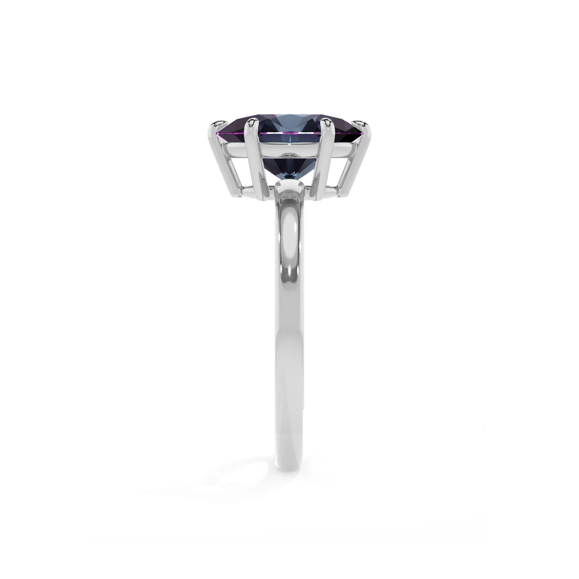 lab grown alexandrite oval solitaire rings in platinum