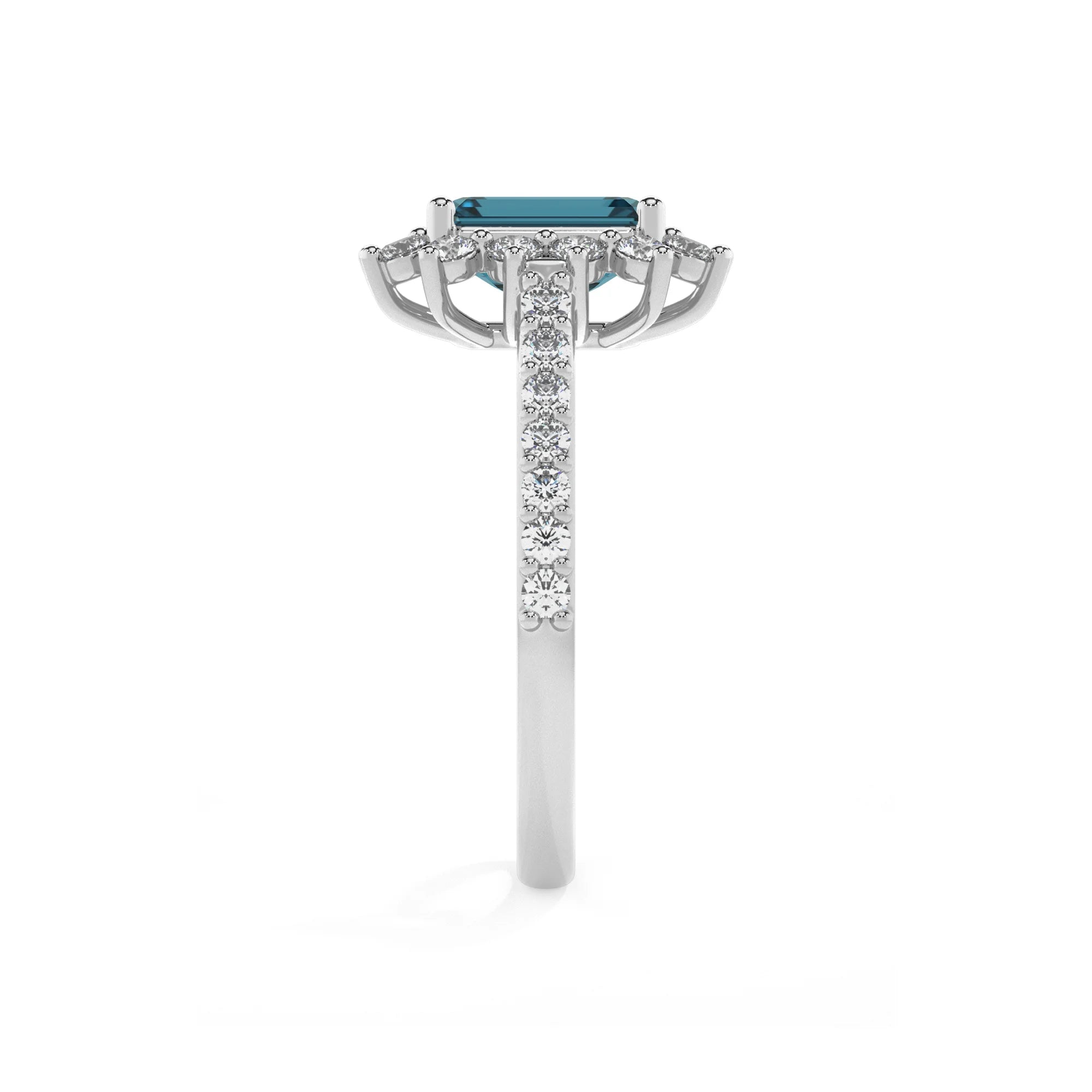 natural london-blue-topaz emerald cut solitaire rings in sterling silver