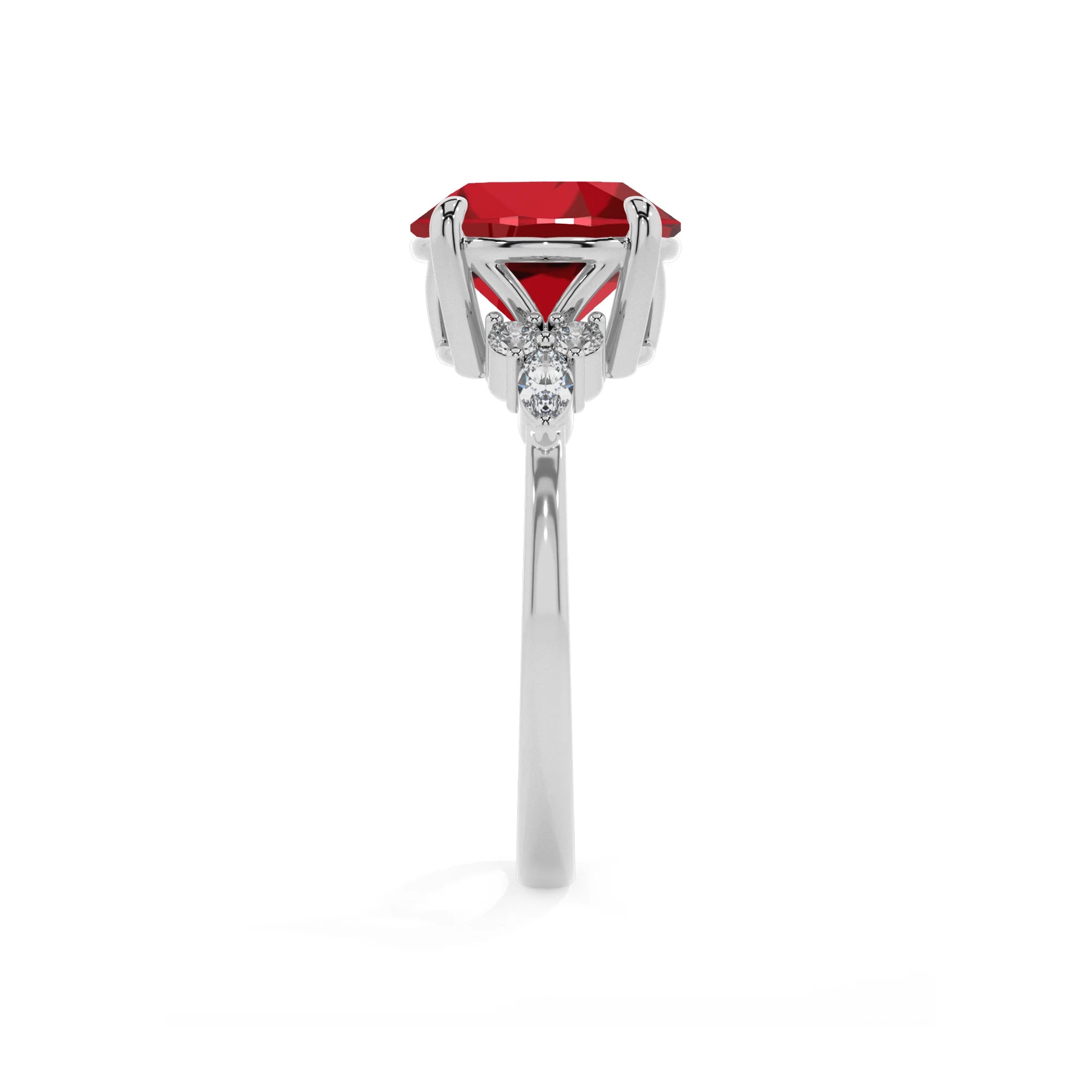 lab grown ruby round solitaire rings in sterling silver