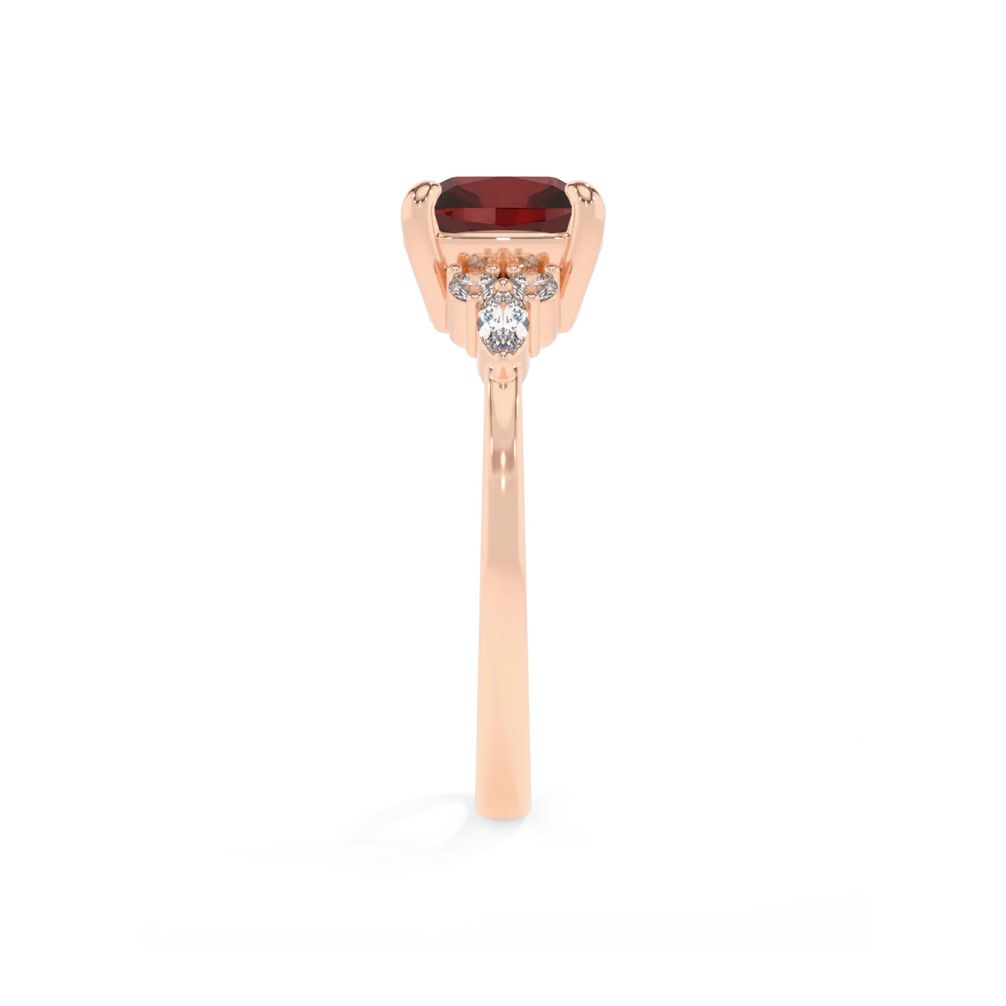 natural garnet cushion solitaire rings in rose gold