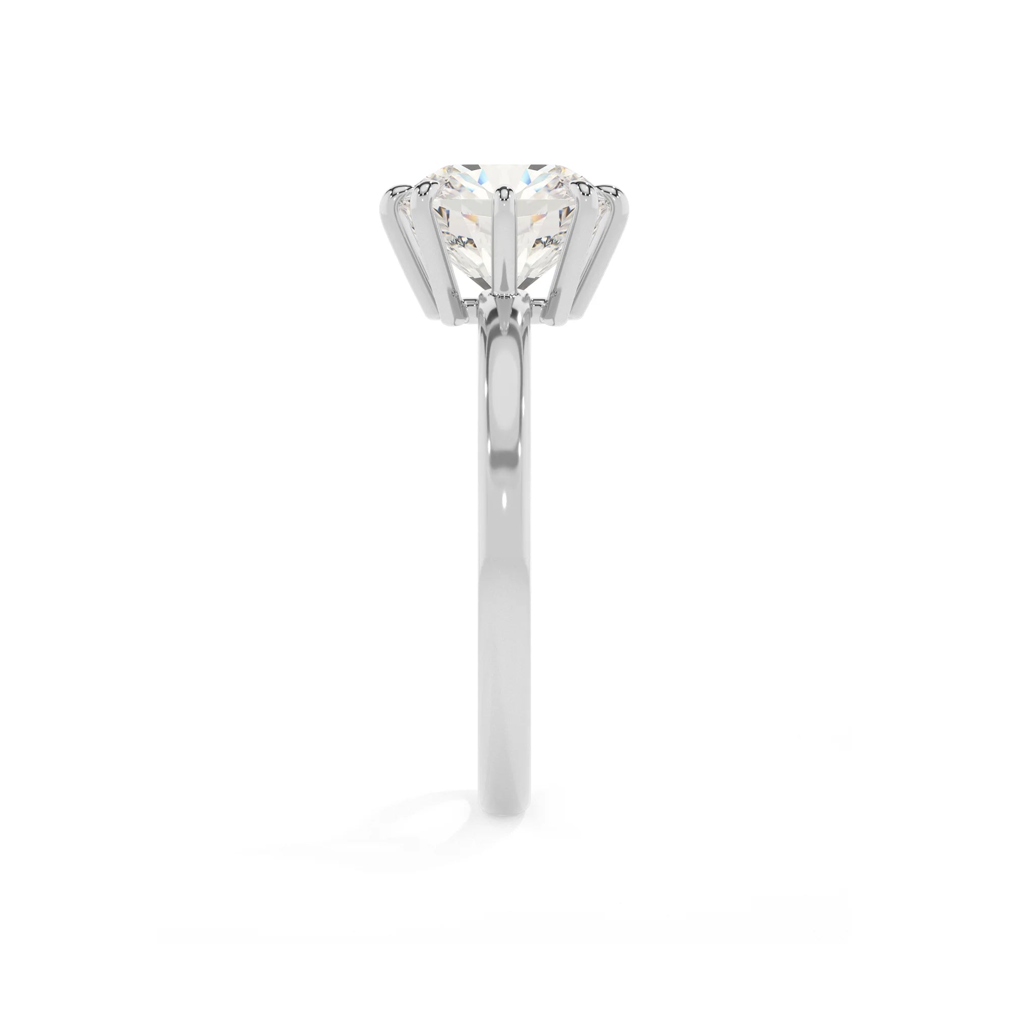 lab grown moissanite cushion solitaire rings in white gold