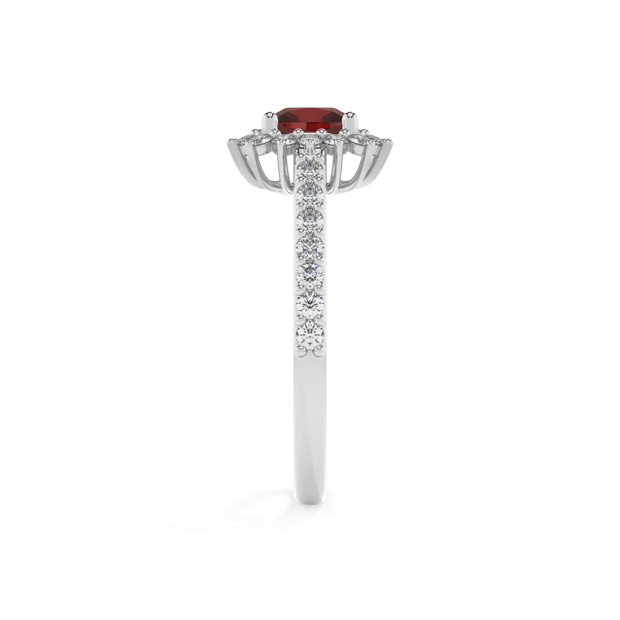 natural garnet cushion solitaire rings in white gold