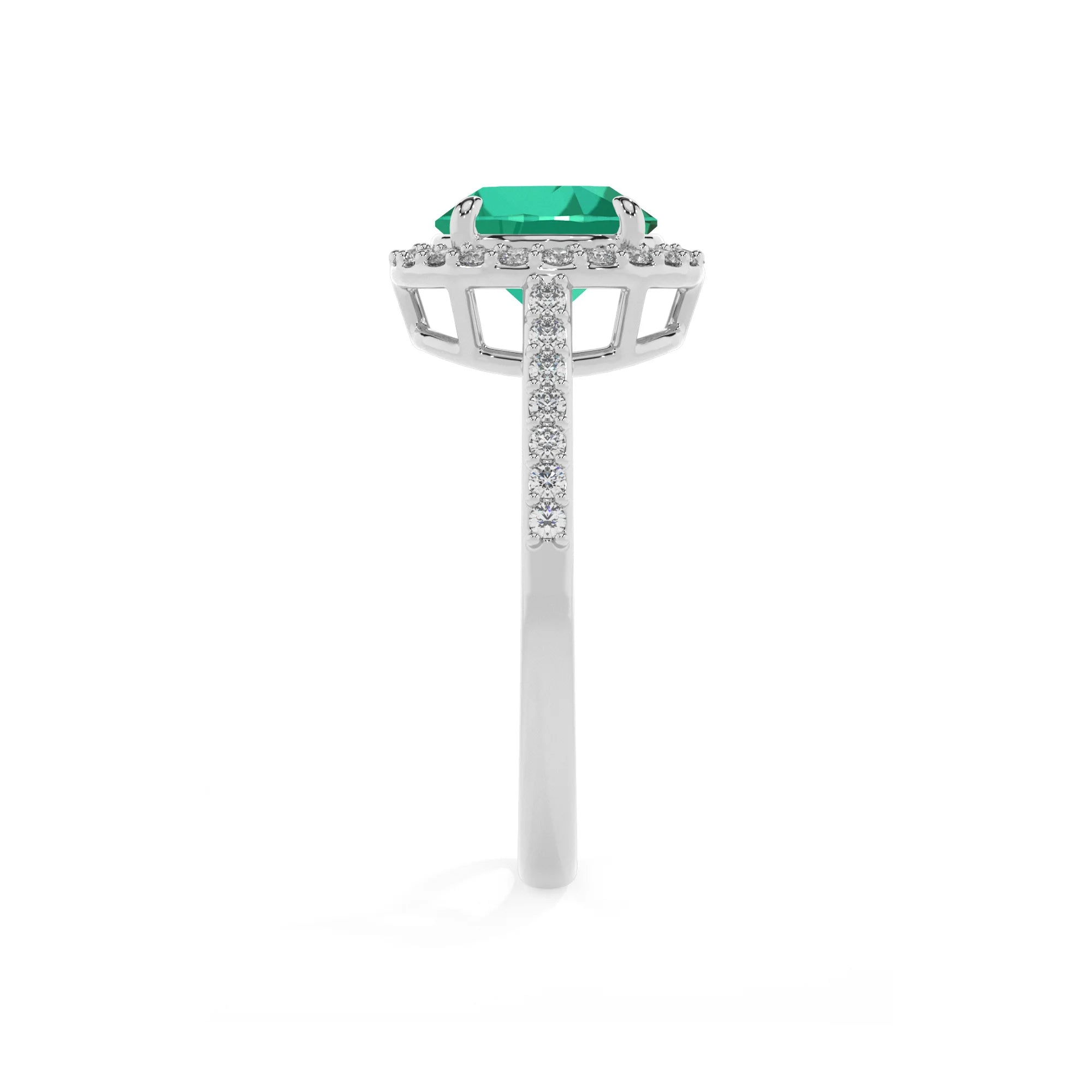 lab grown emerald round solitaire rings in platinum