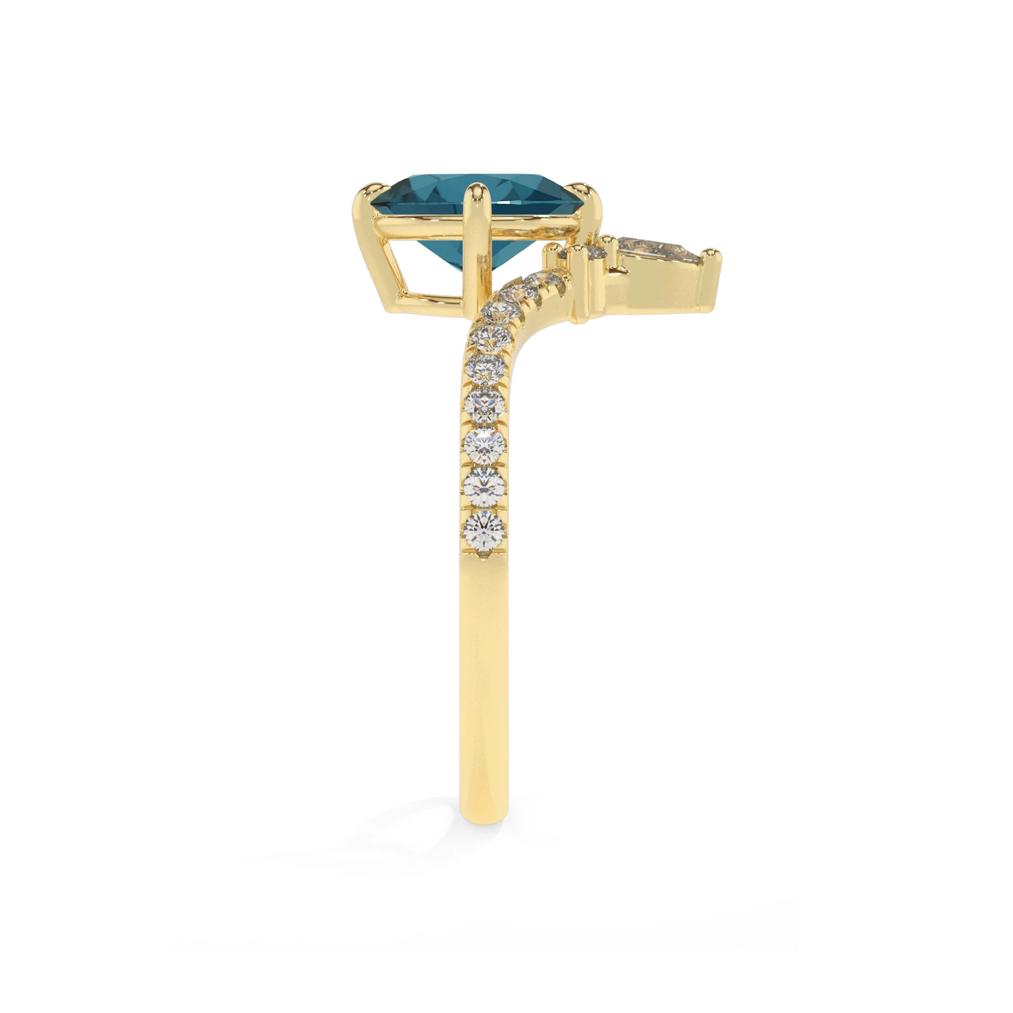 natural london-blue-topaz oval solitaire rings in yellow gold
