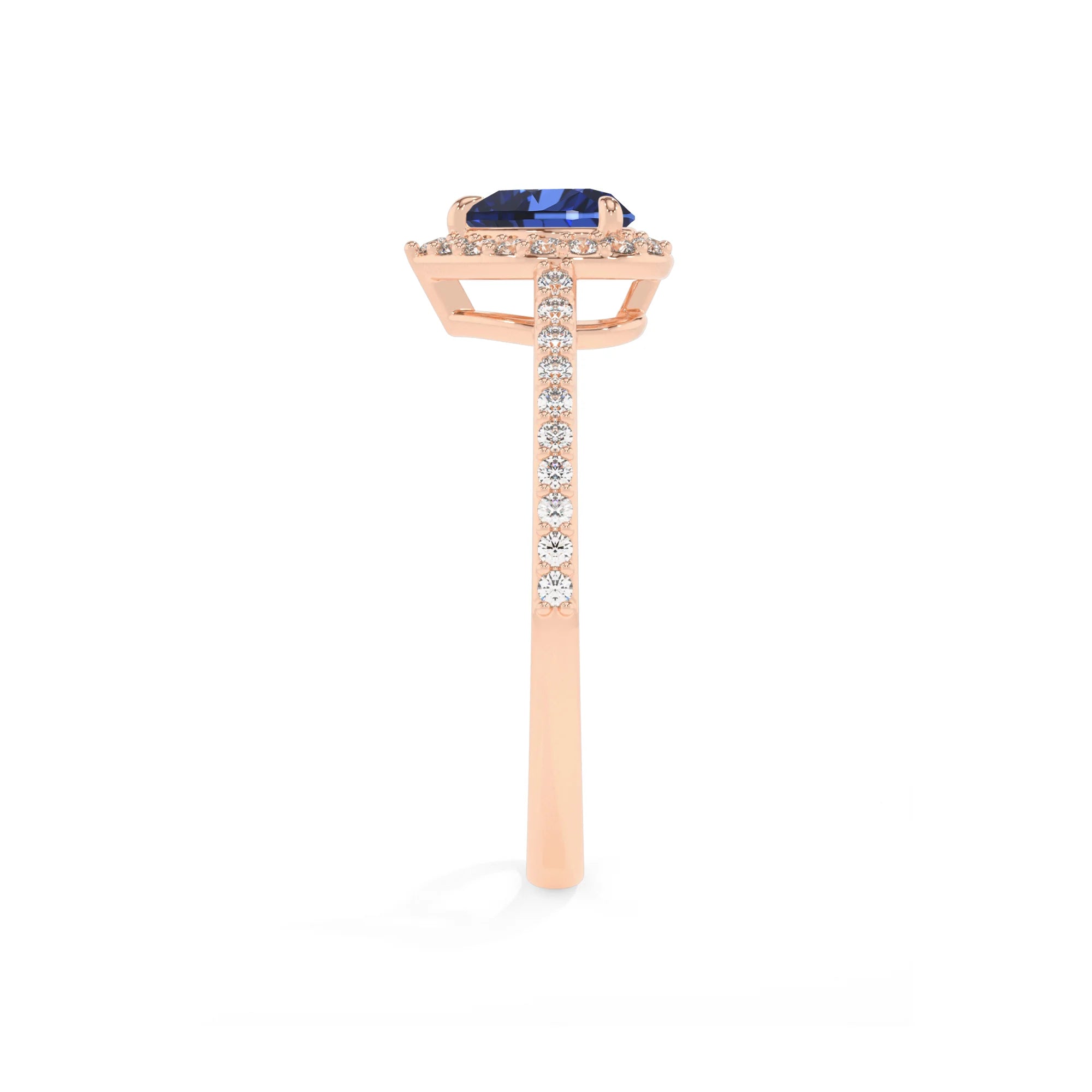 lab grown blue-sapphire heart solitaire rings in rose gold