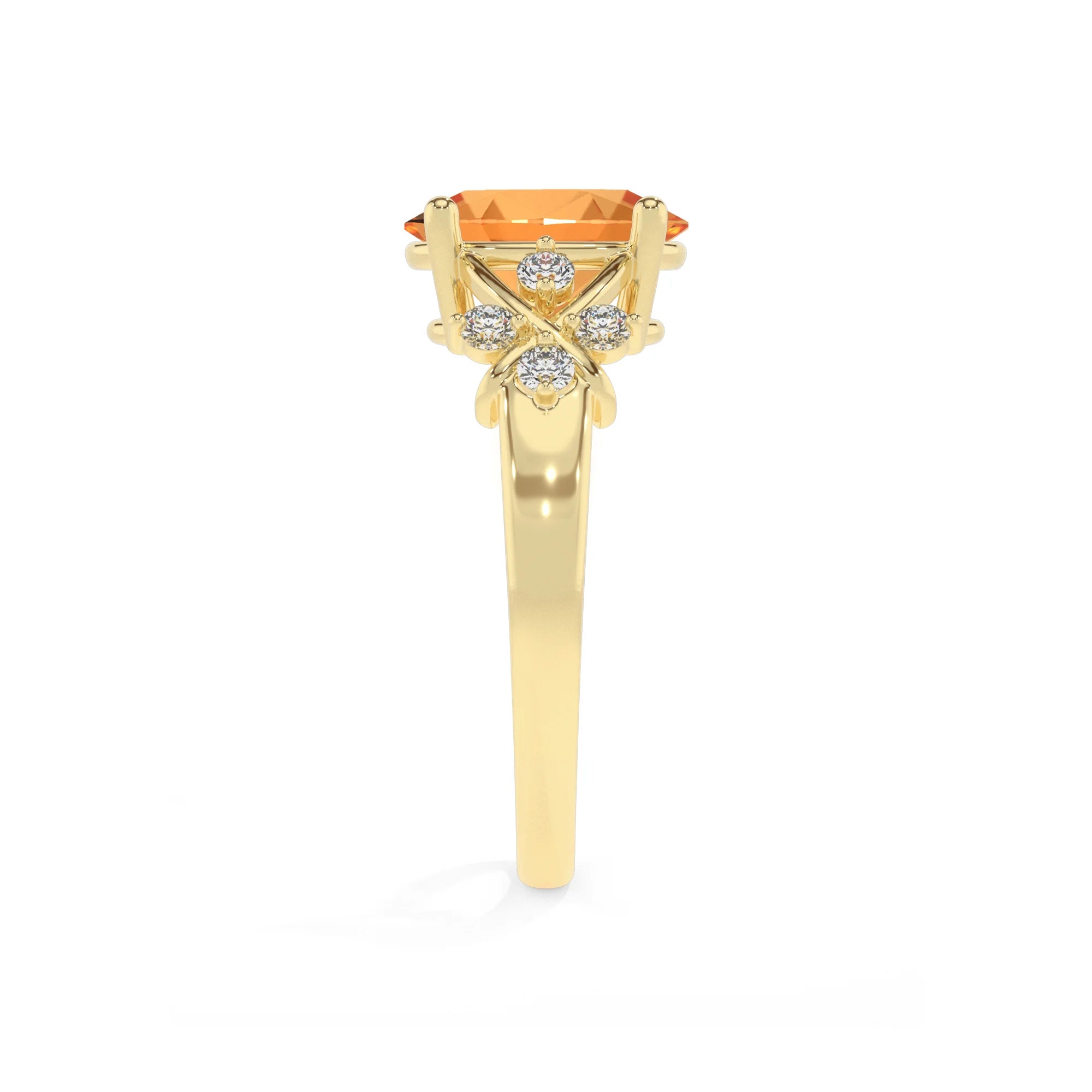 lab grown citrine oval solitaire rings in yellow gold