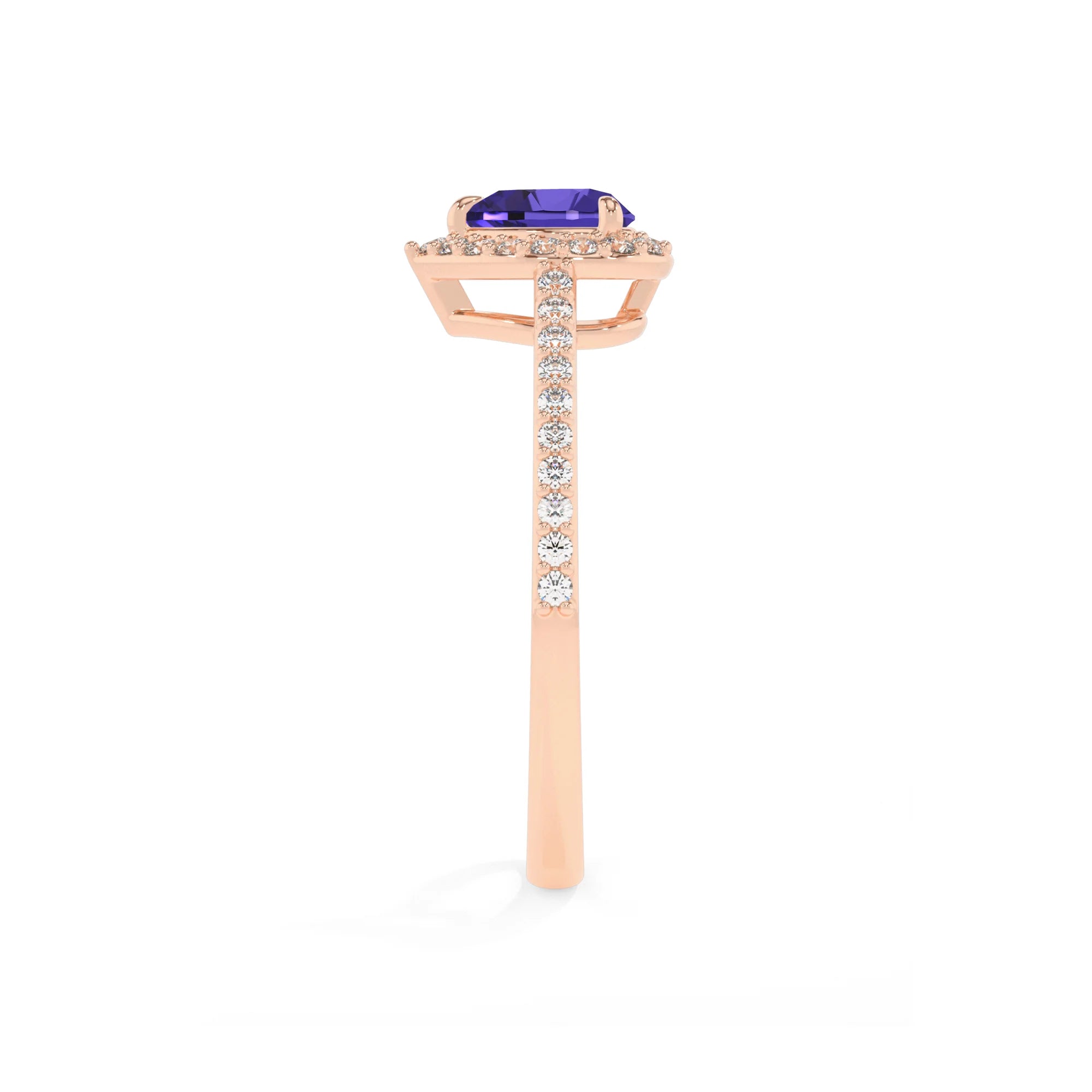 lab grown tanzanite heart solitaire rings in rose gold