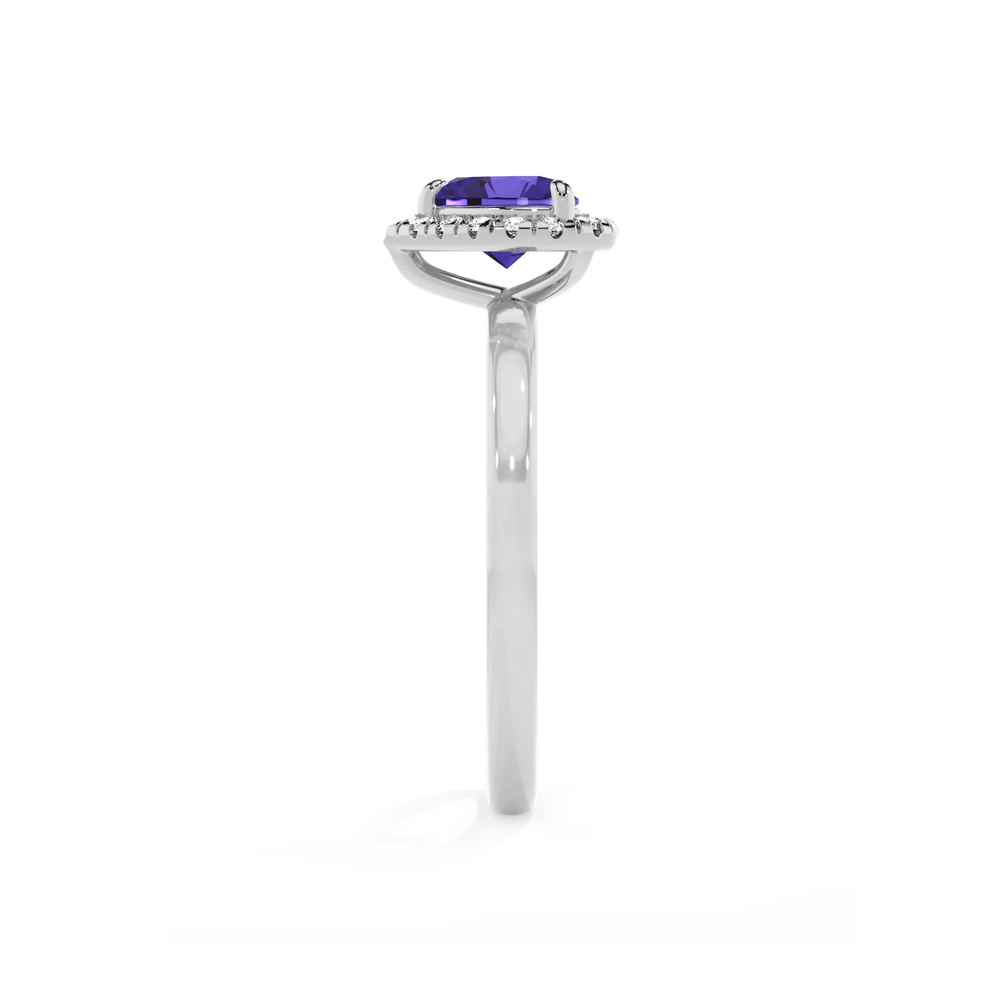 lab grown tanzanite heart solitaire rings in platinum