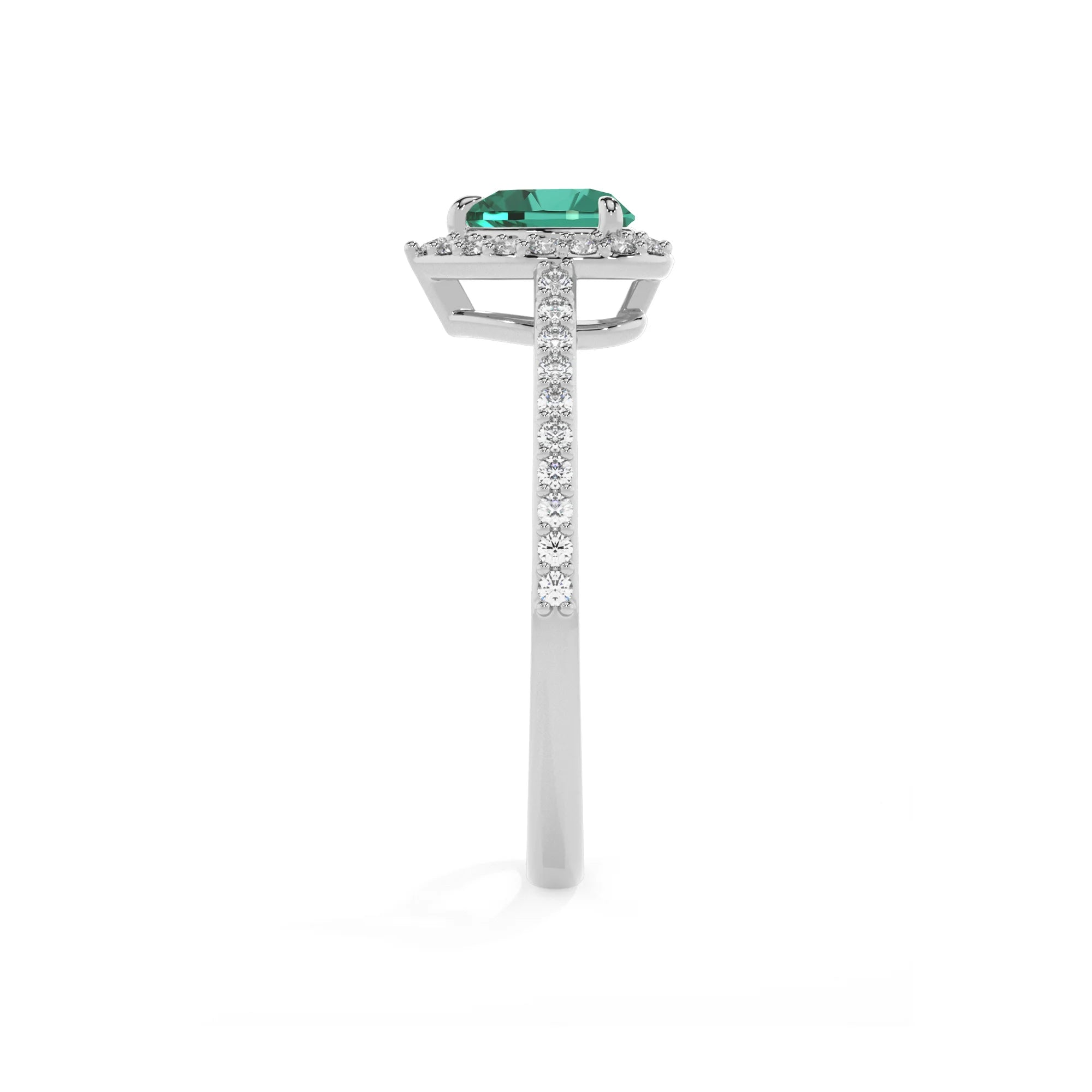 lab grown emerald heart solitaire rings in platinum