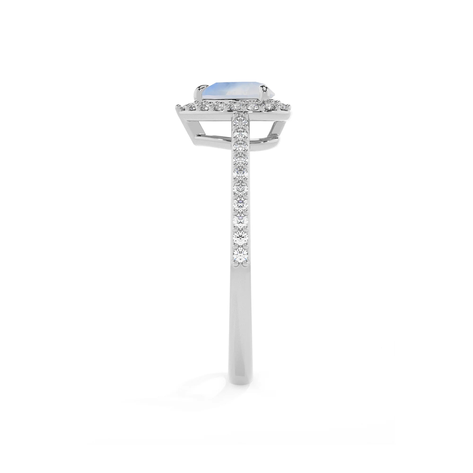 natural rainbow-moonstone heart solitaire rings in sterling silver