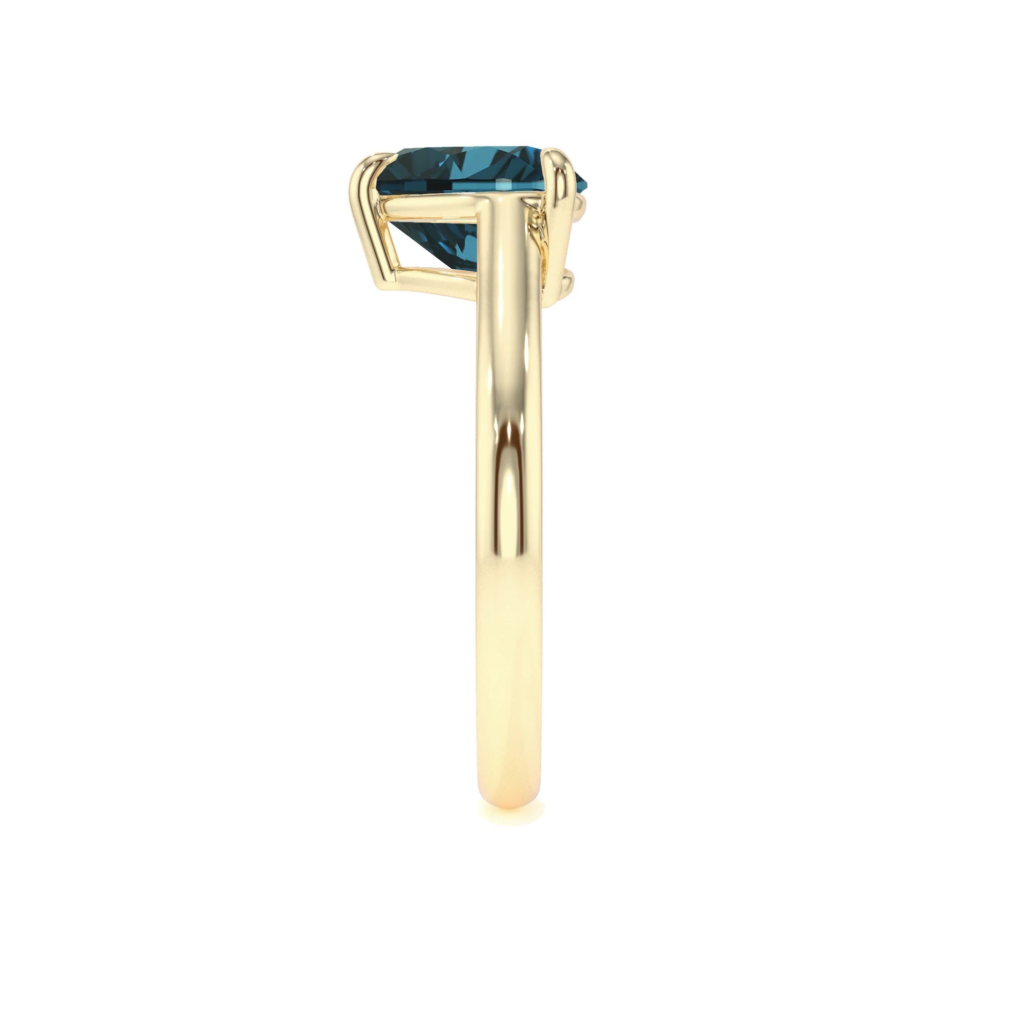 natural london-blue-topaz heart solitaire rings in yellow gold