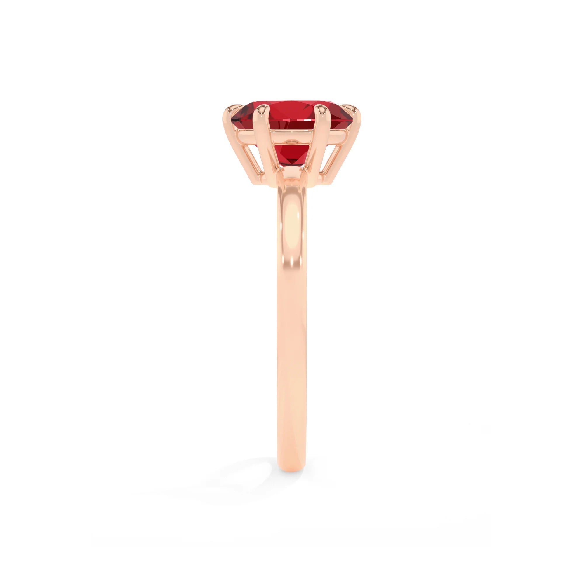 lab grown ruby round solitaire rings in rose gold
