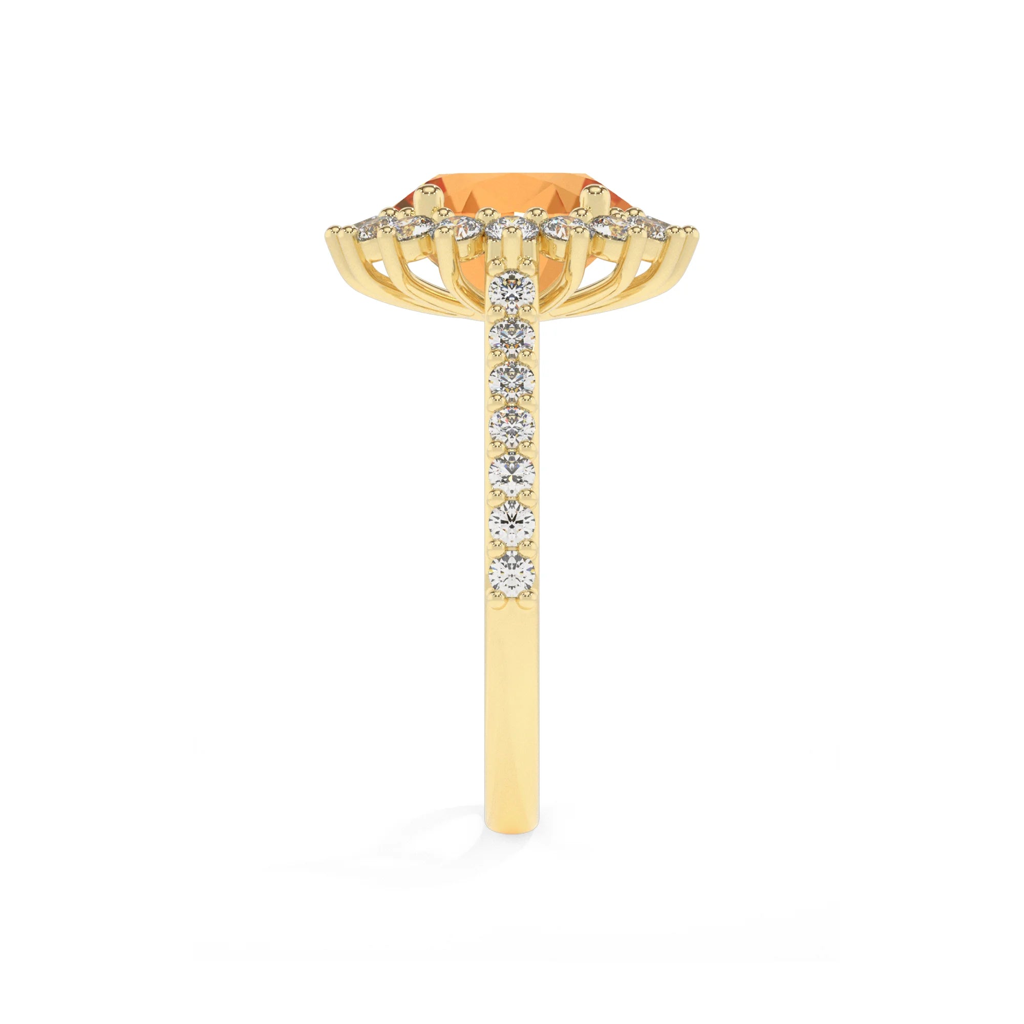 lab grown citrine round solitaire rings in yellow gold