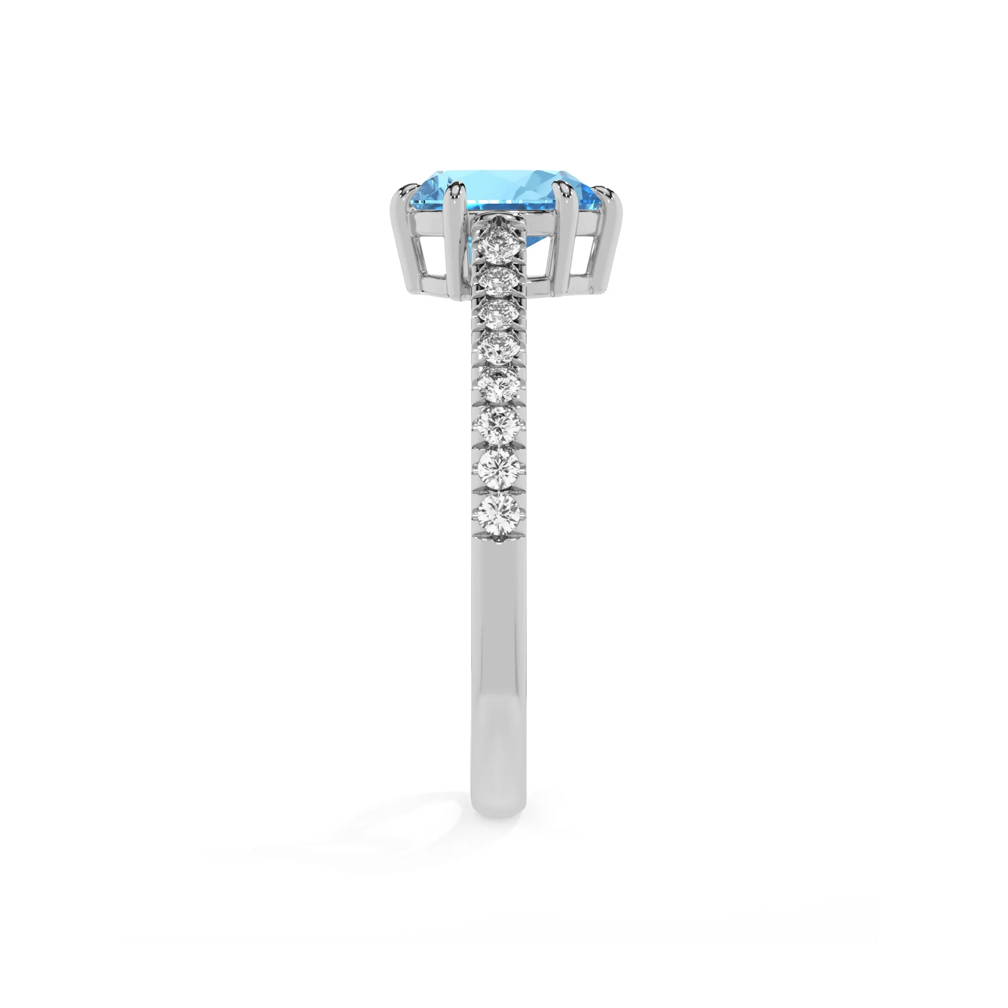 natural swiss-blue-topaz pear half eternity solitaire engagement rings in platinum