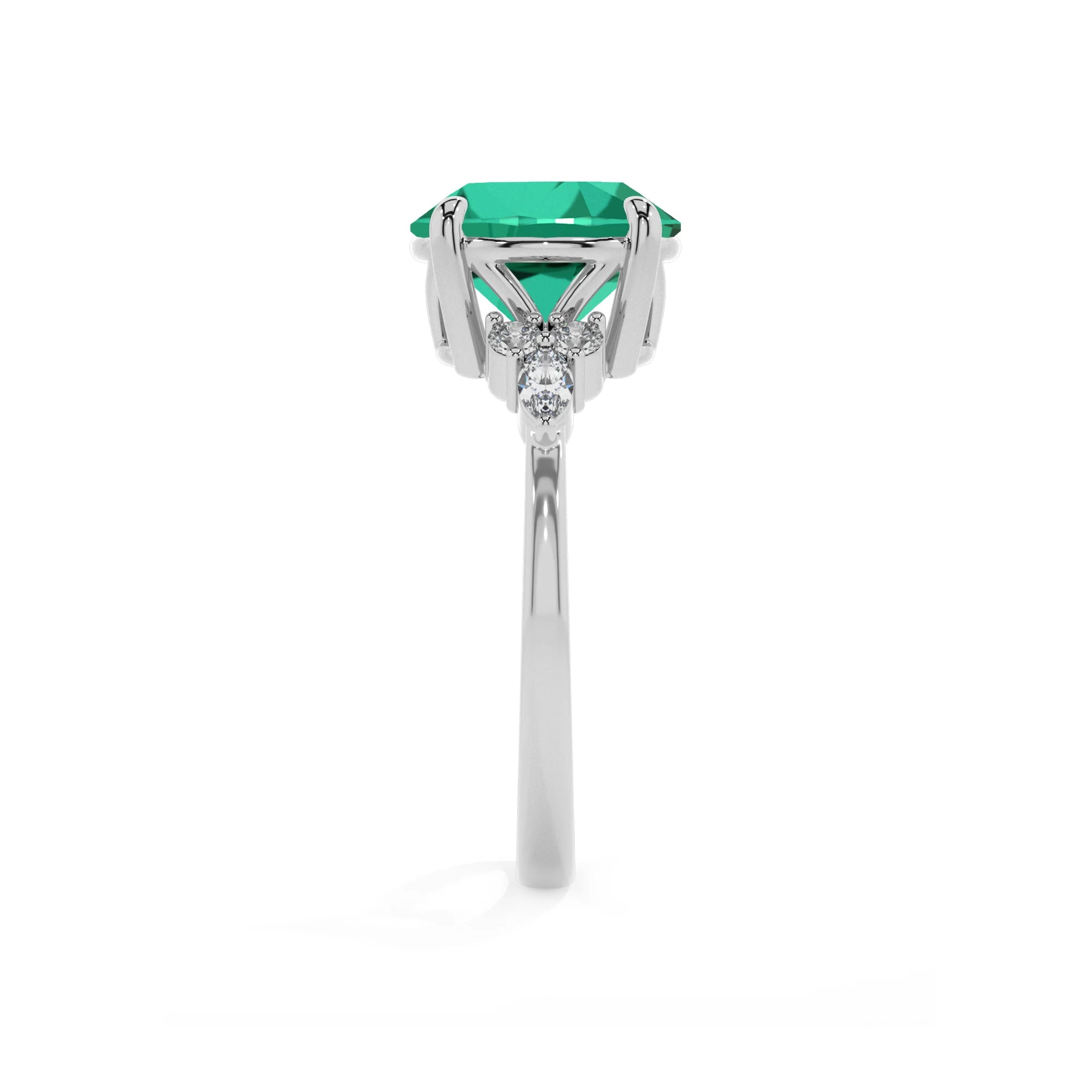 lab grown emerald round solitaire rings in platinum