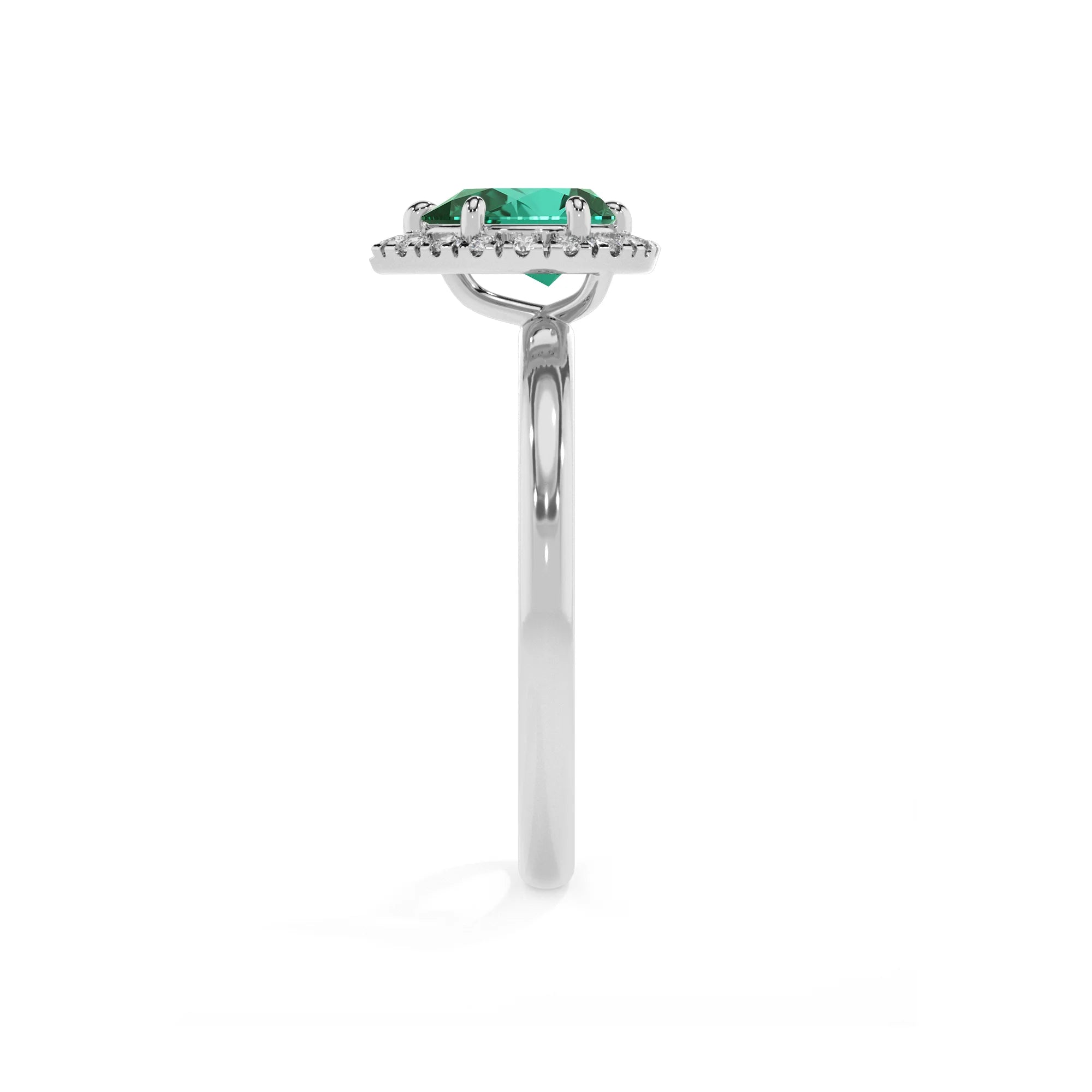 lab grown emerald pear solitaire rings in platinum