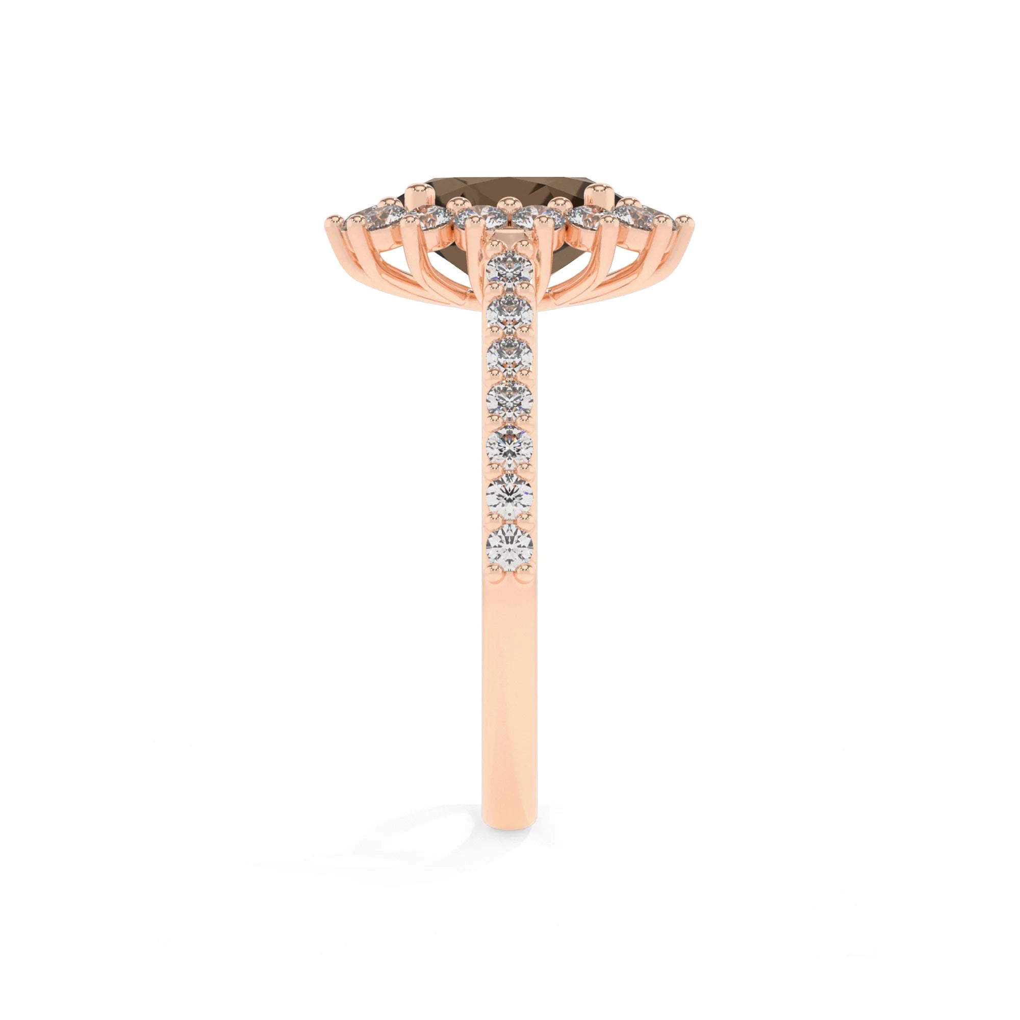 natural smoky-quartz oval solitaire rings in rose gold