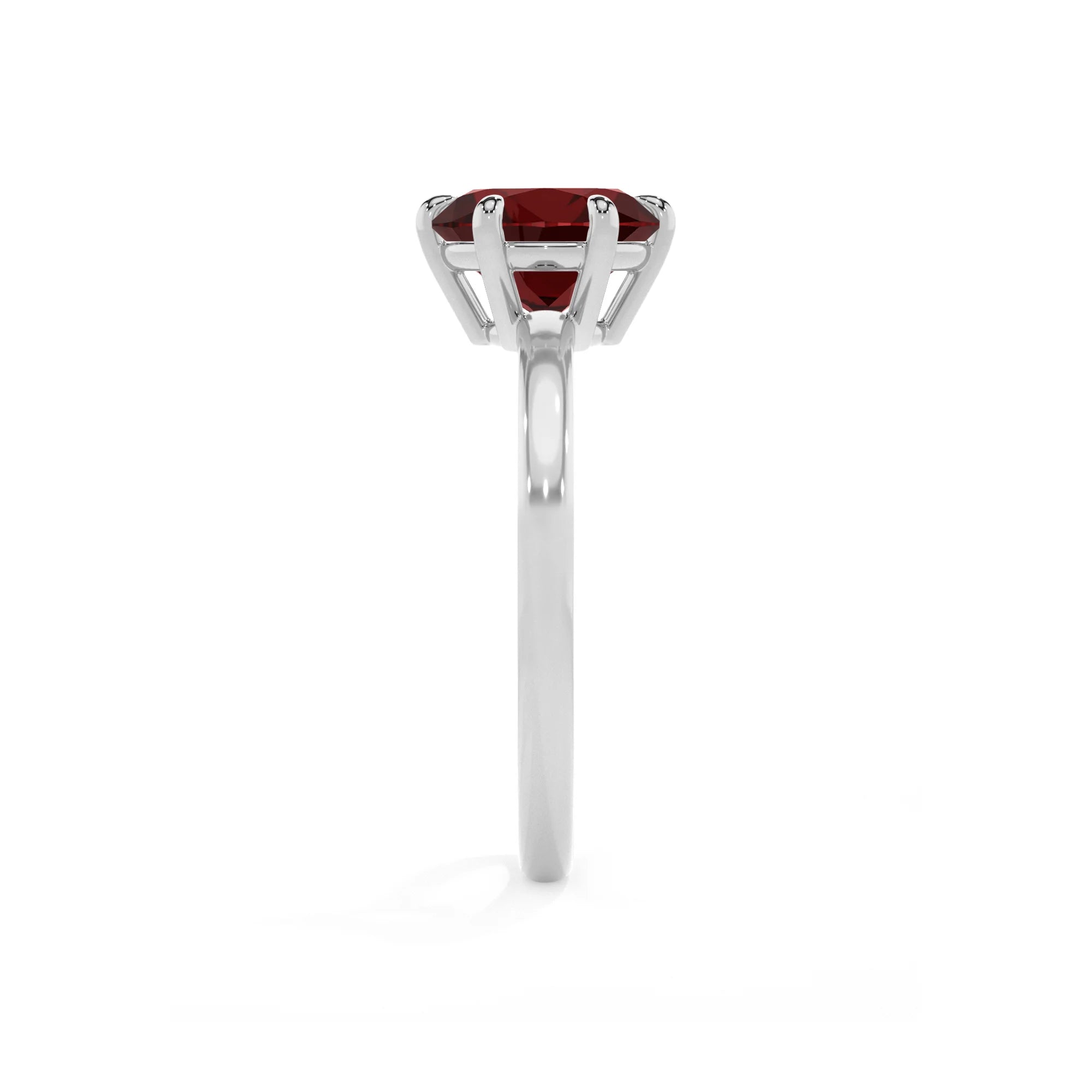 natural garnet round solitaire rings in white gold