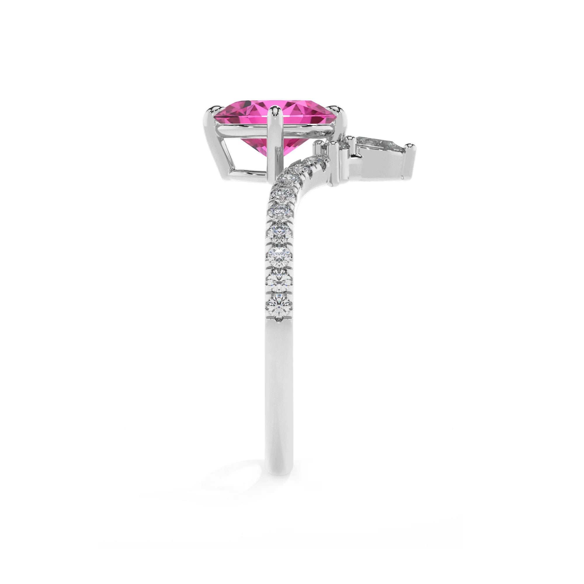 lab grown pink-sapphire oval solitaire rings in white gold