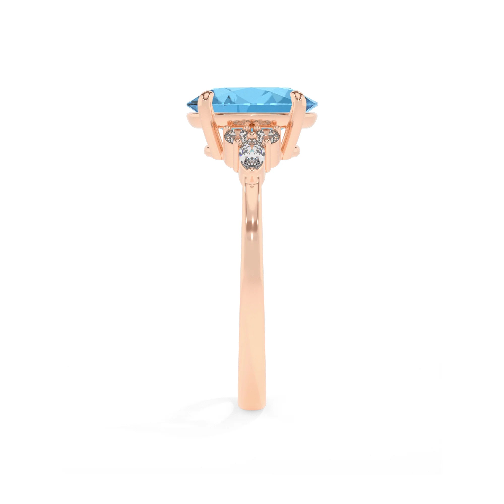 natural swiss-blue-topaz oval solitaire rings in rose gold