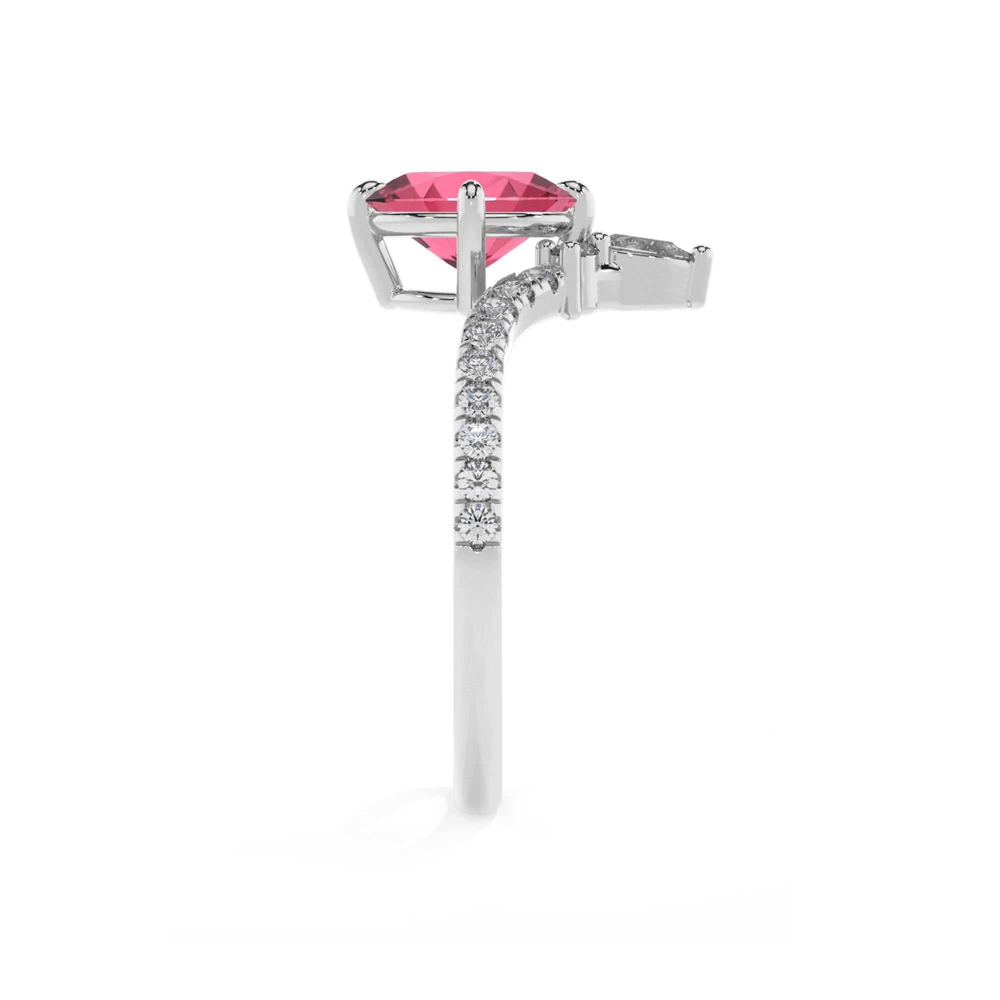 lab grown pink-tourmaline oval solitaire rings in platinum