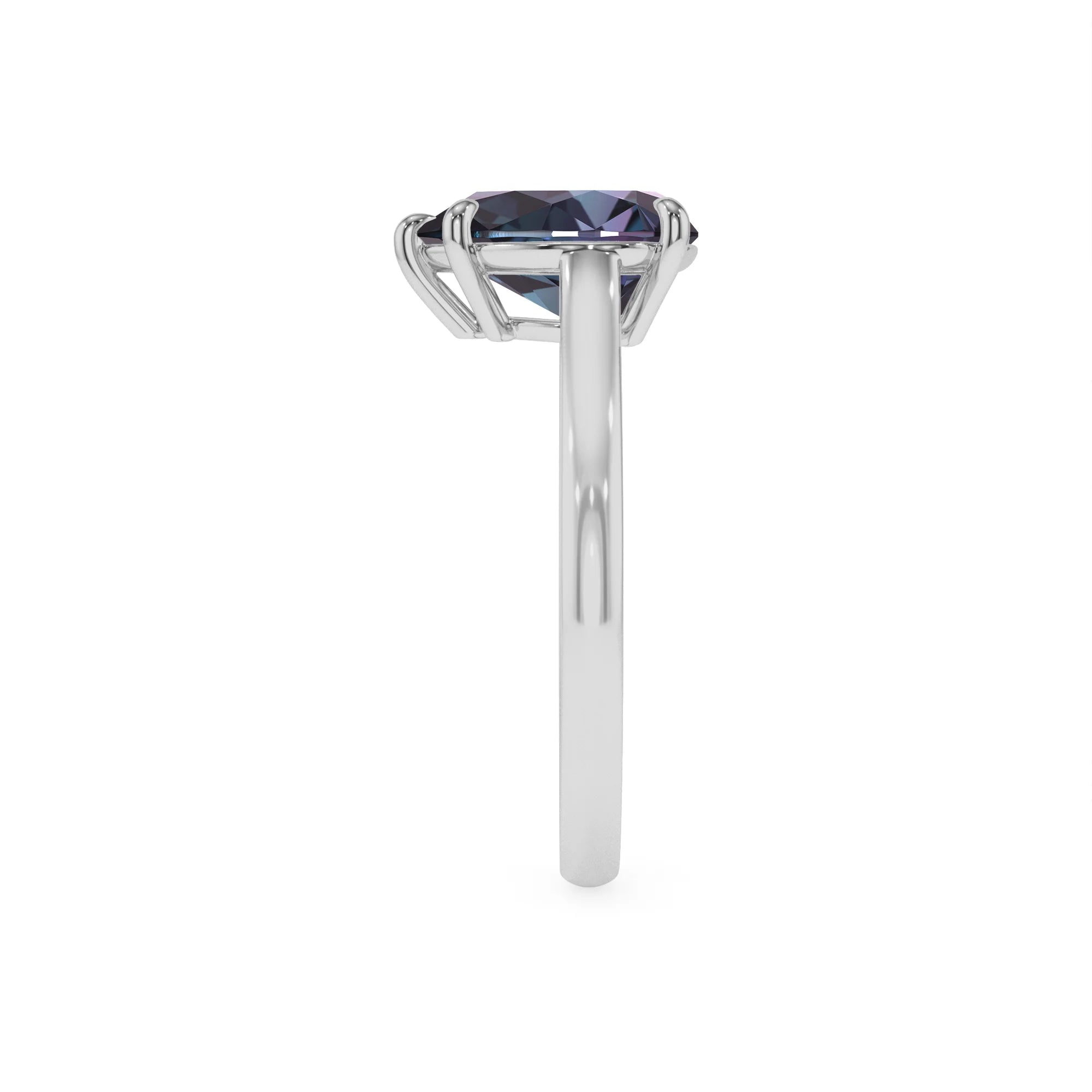 lab grown alexandrite pear solitaire rings in platinum
