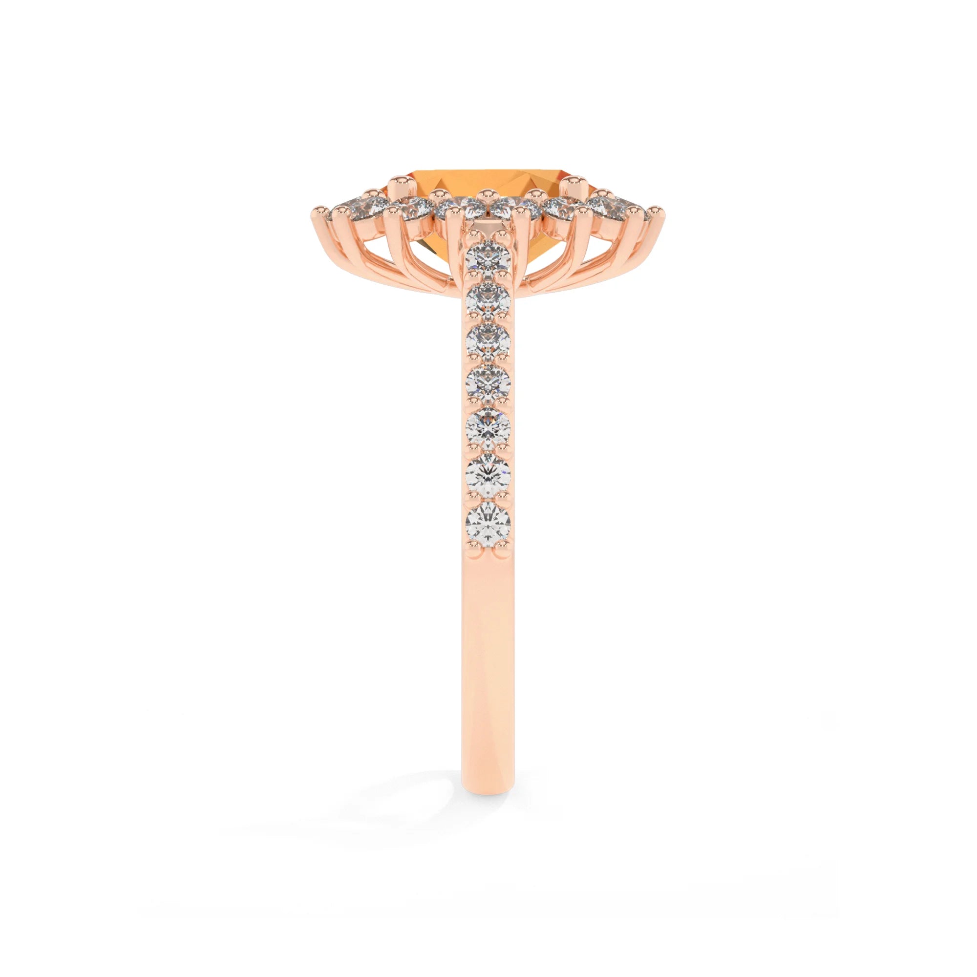 lab grown citrine oval solitaire rings in rose gold