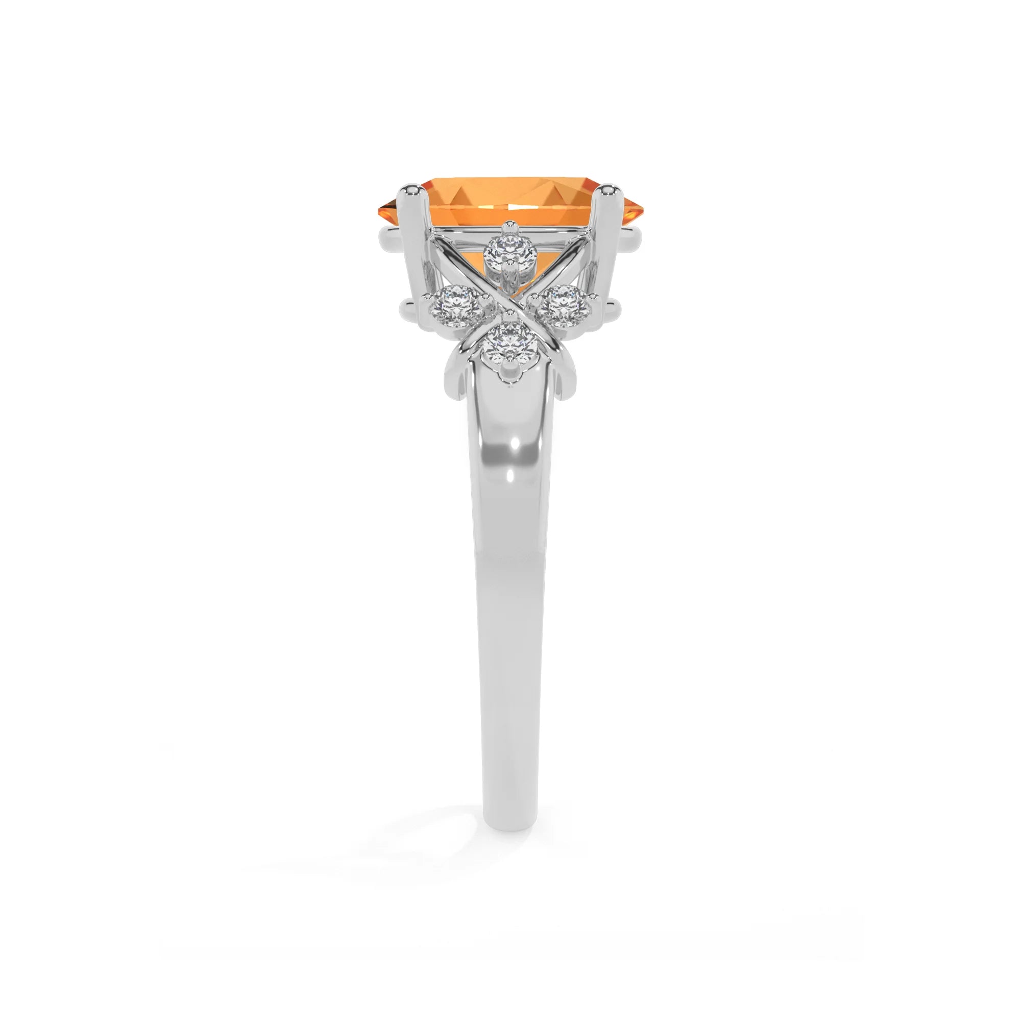 lab grown citrine oval solitaire rings in white gold