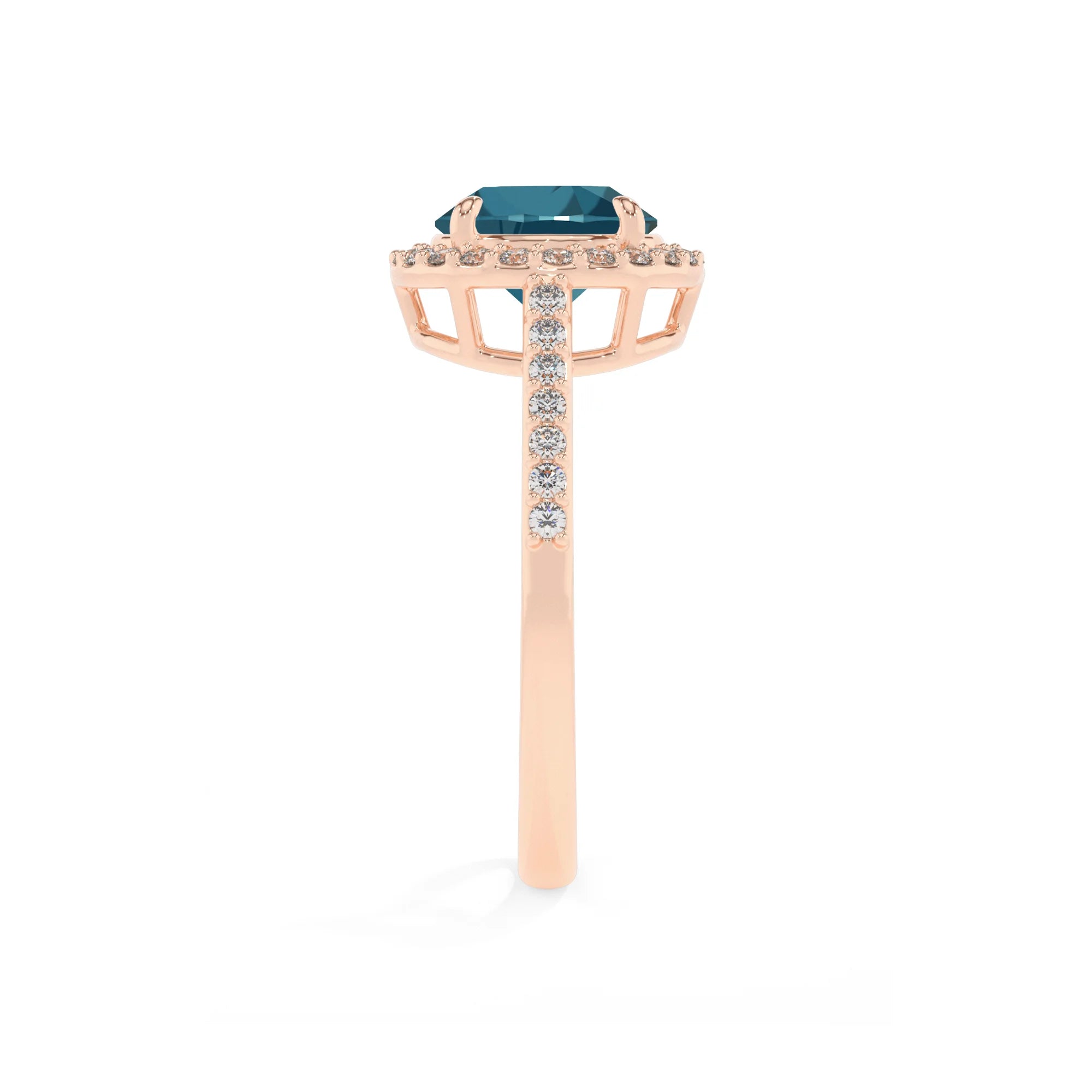 natural london-blue-topaz round solitaire rings in rose gold