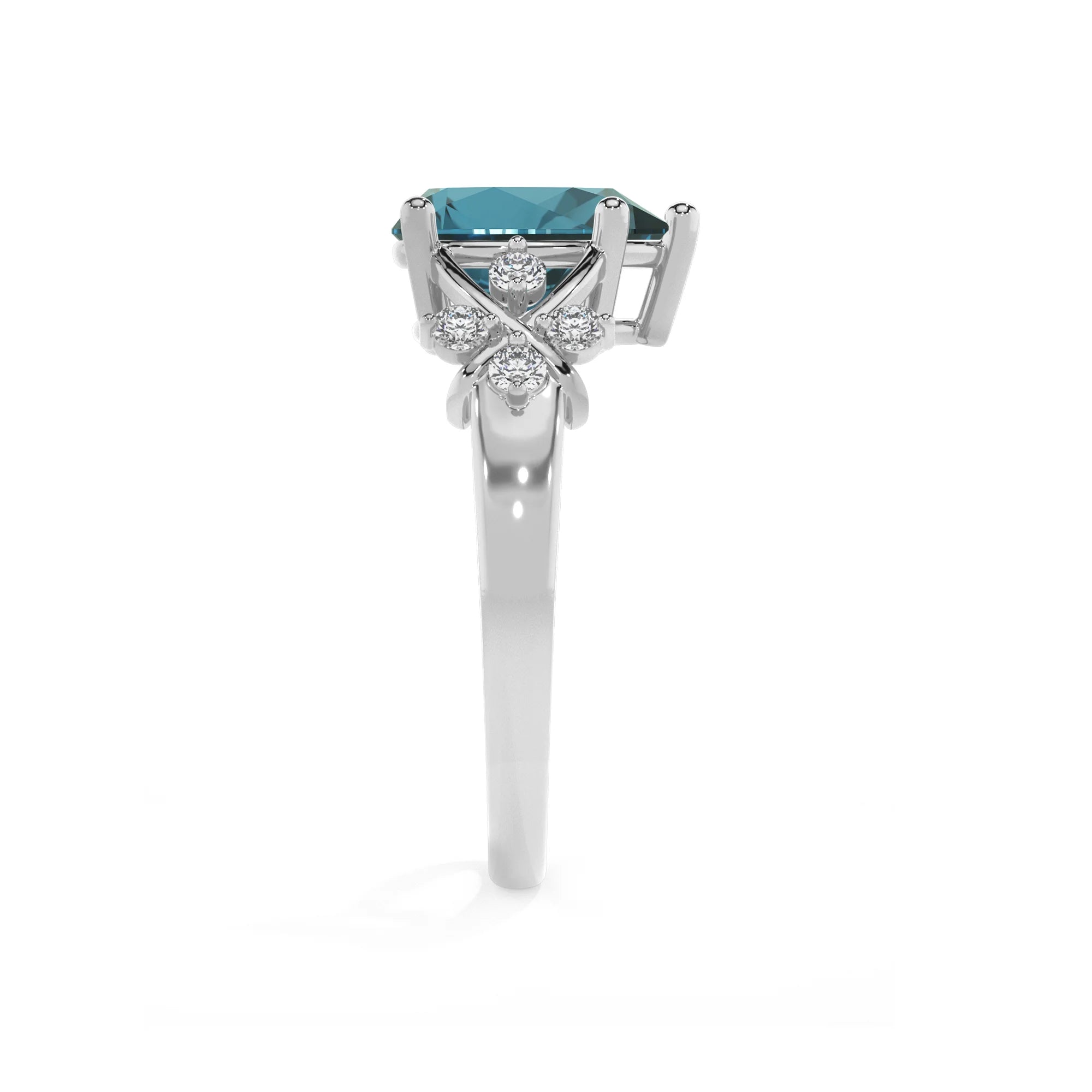 natural london-blue-topaz pear solitaire rings in sterling silver