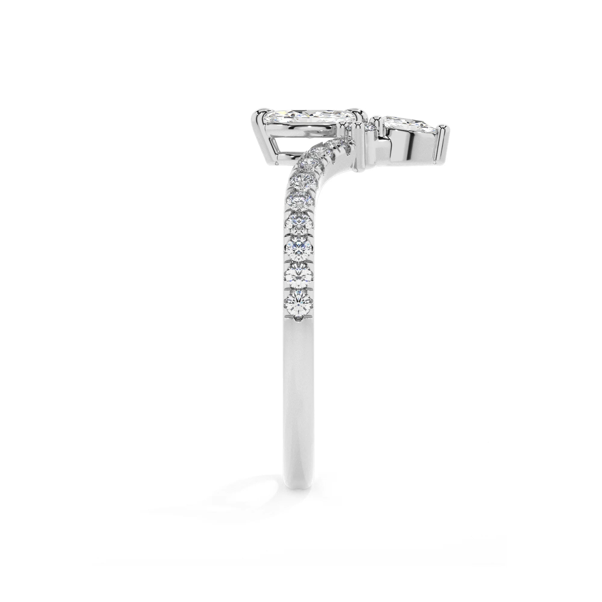 lab grown moissanite marquise solitaire rings in white gold