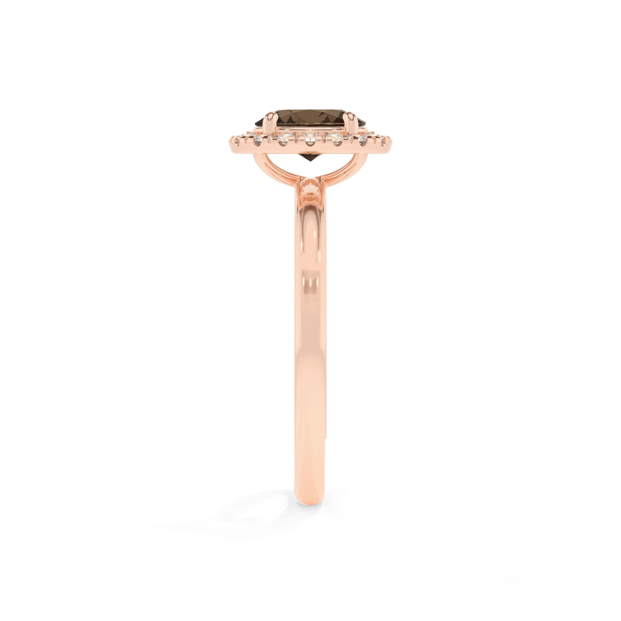 natural smoky-quartz oval solitaire rings in rose gold
