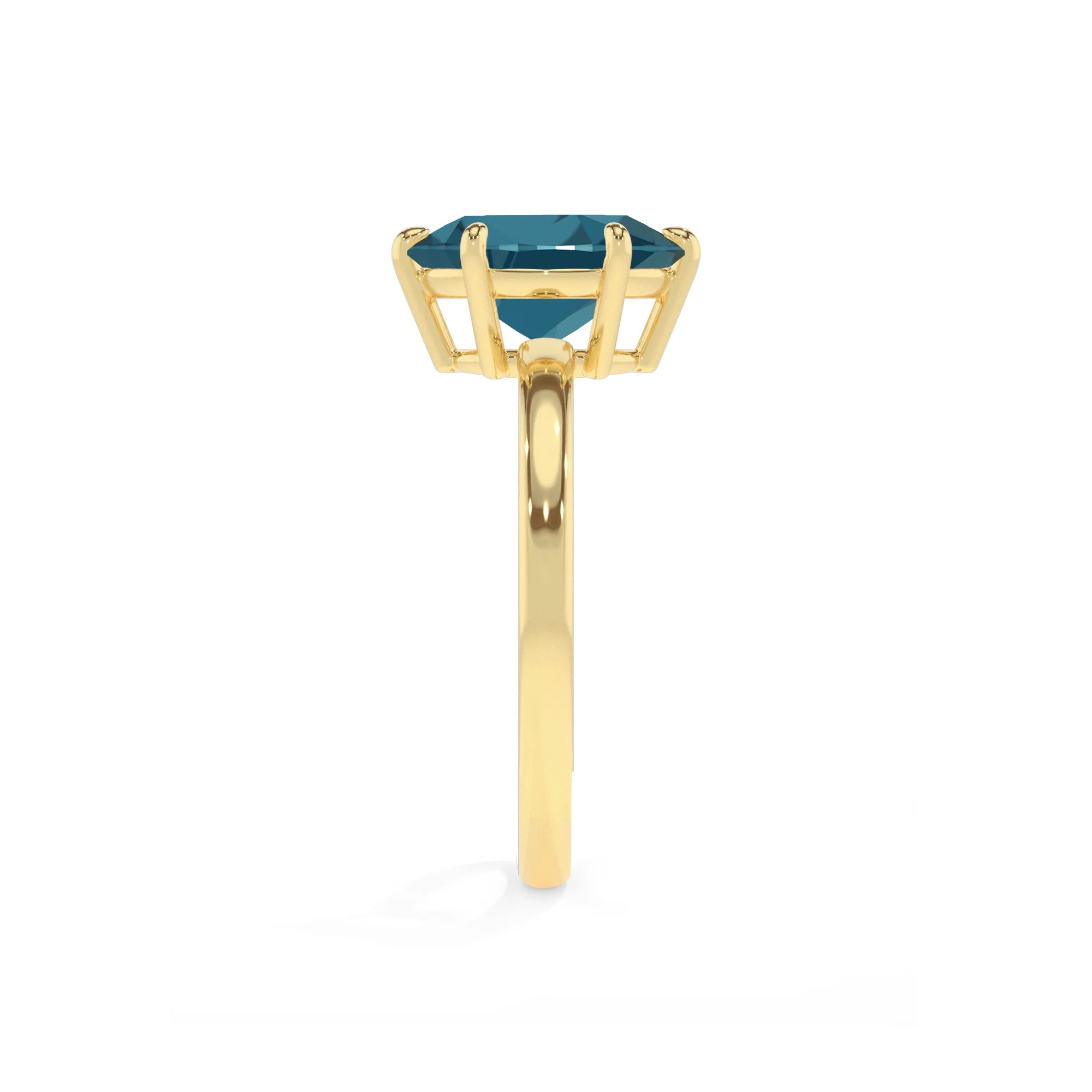 natural london-blue-topaz oval solitaire rings in yellow gold