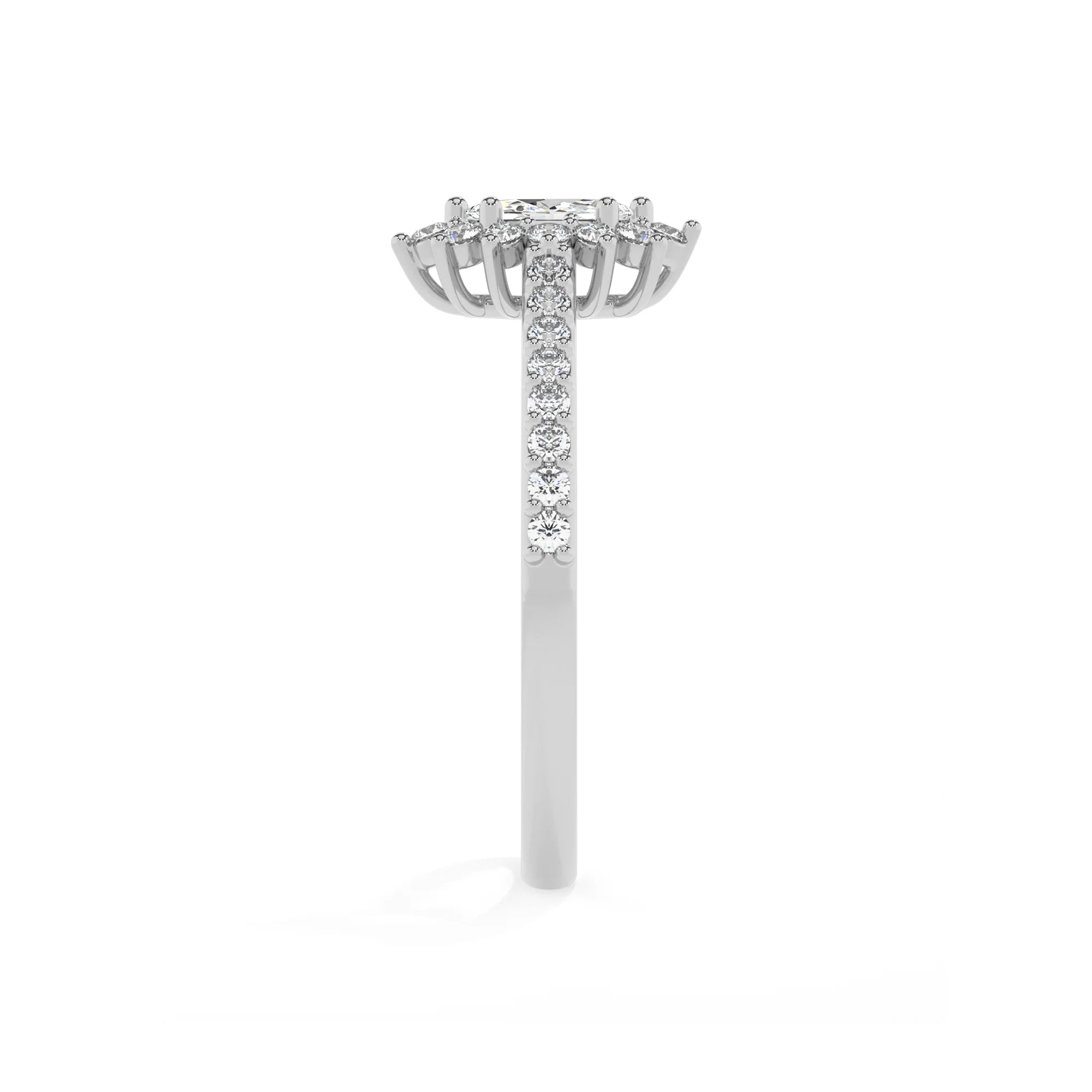 lab grown moissanite marquise solitaire rings in platinum