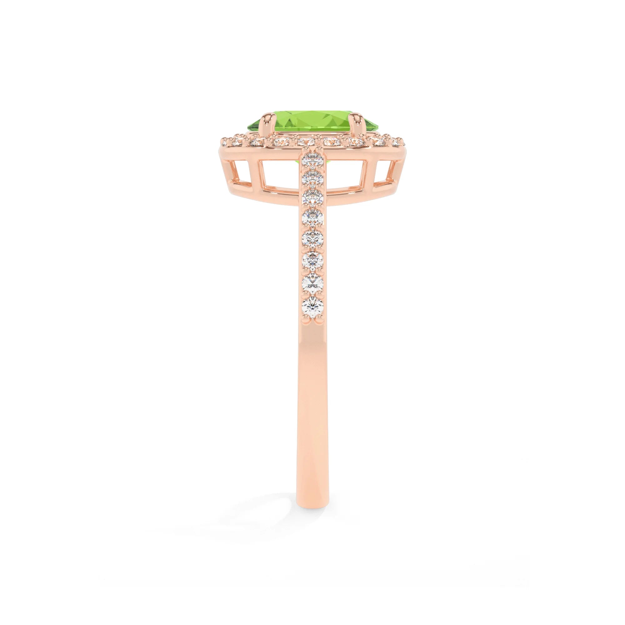 natural peridot oval solitaire rings in rose gold