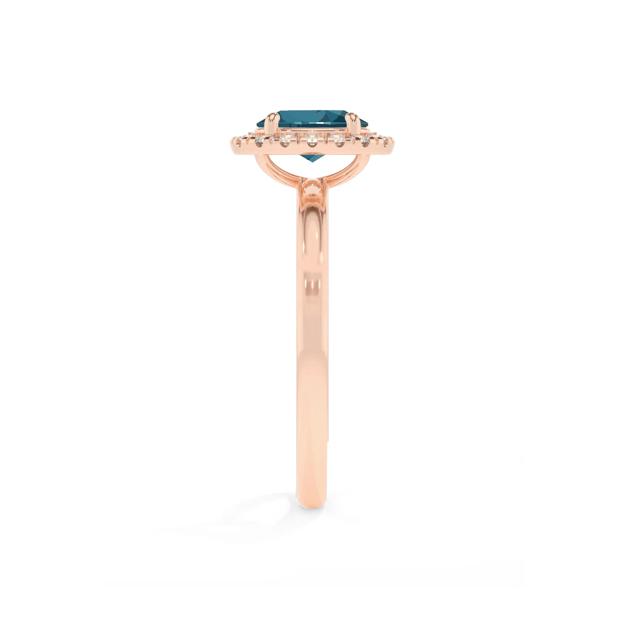 natural london-blue-topaz oval solitaire rings in rose gold