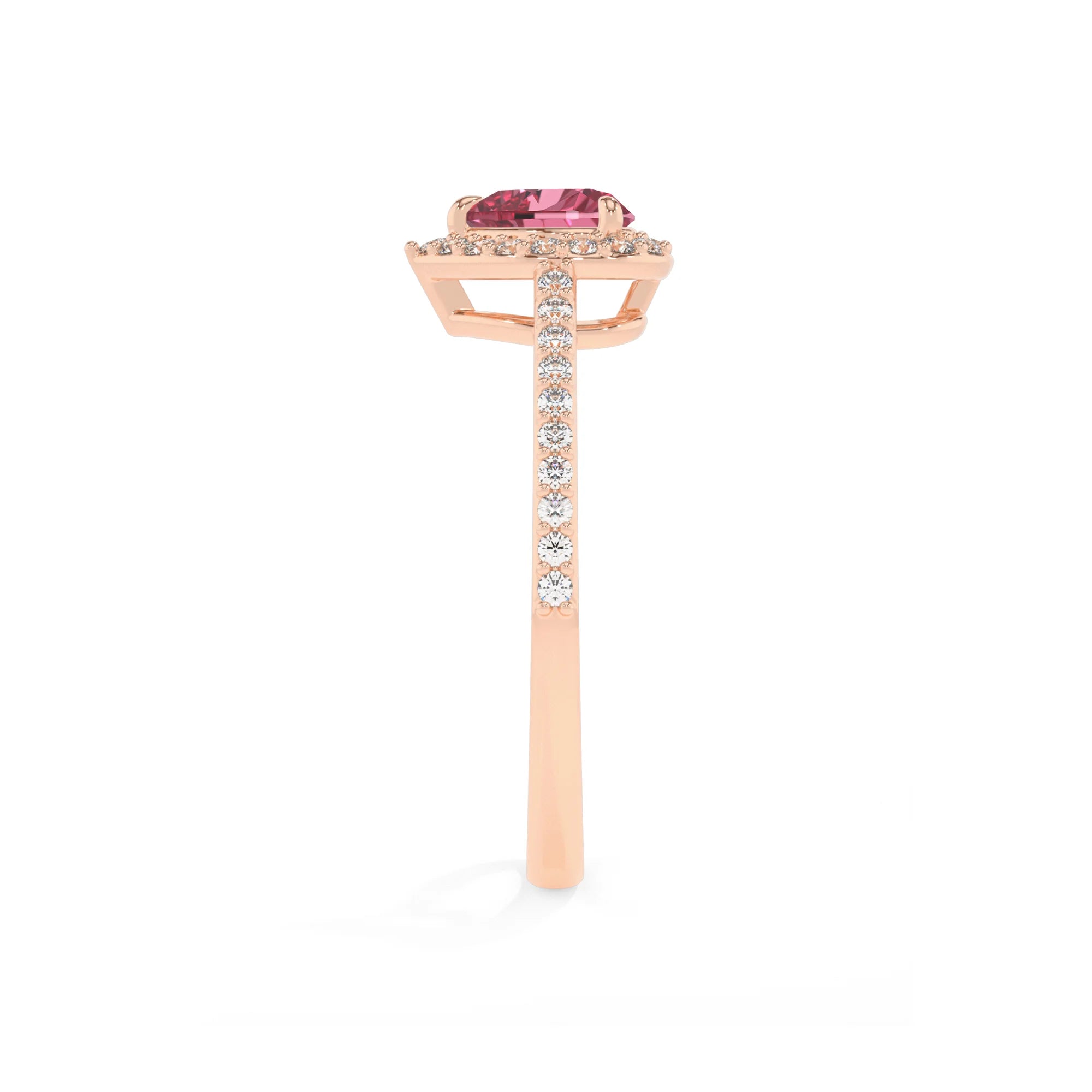 lab grown pink-tourmaline heart solitaire rings in rose gold