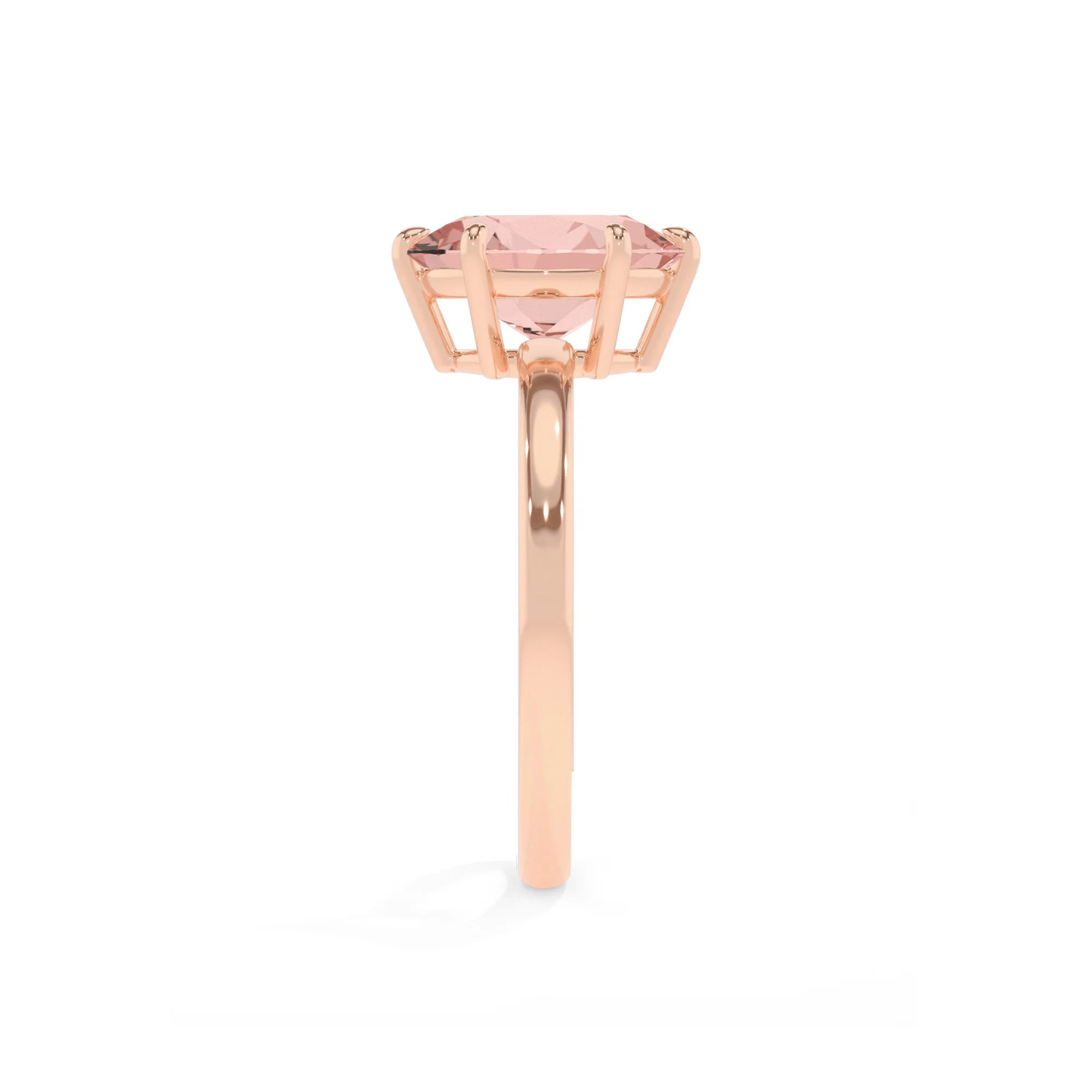 lab grown morganite oval solitaire rings in rose gold