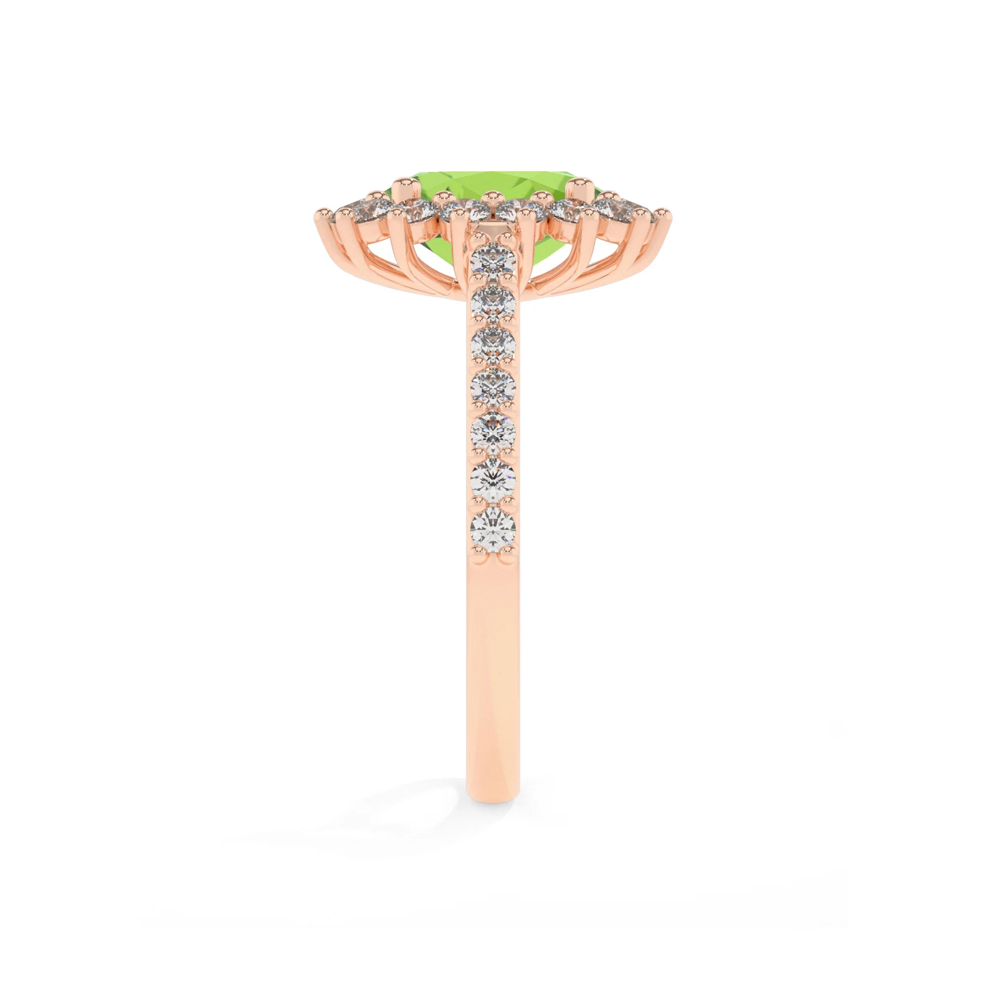 natural peridot oval solitaire rings in rose gold