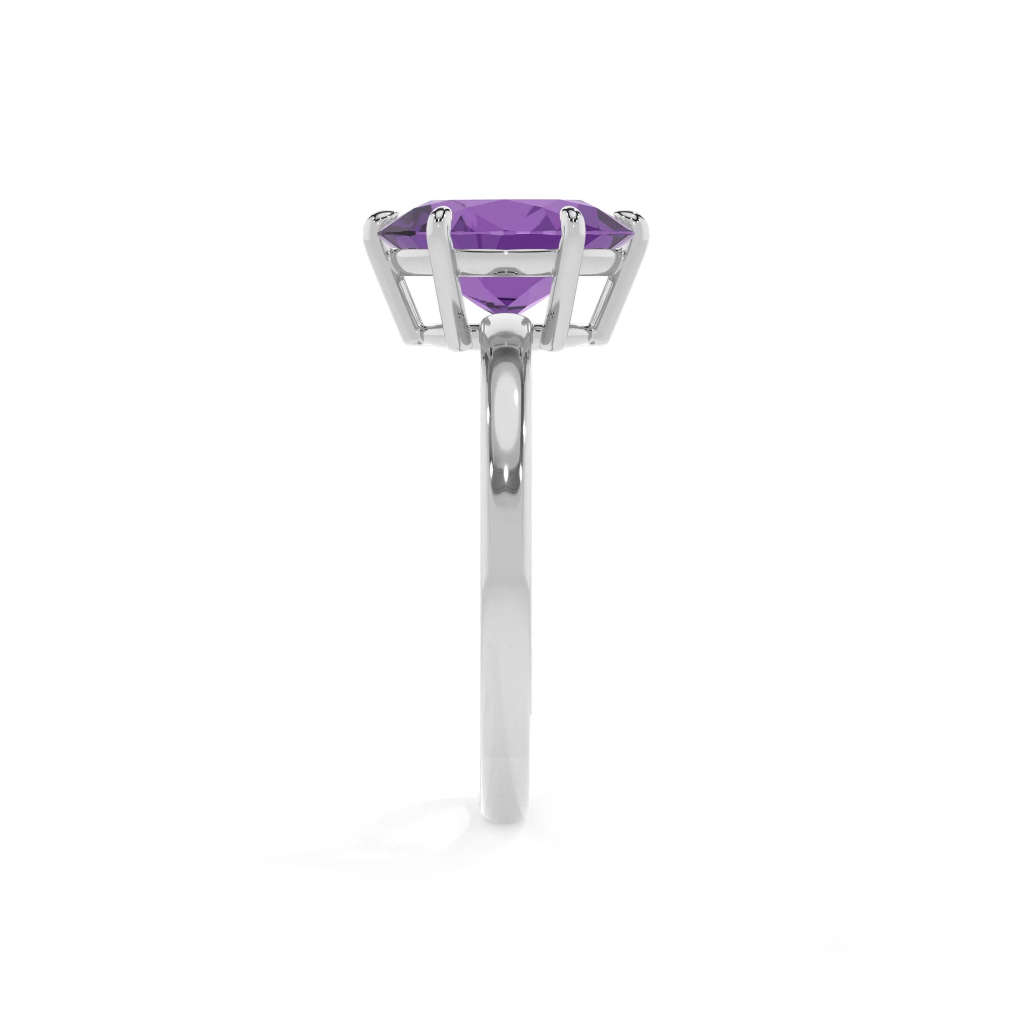 lab grown amethyst oval solitaire rings in white gold