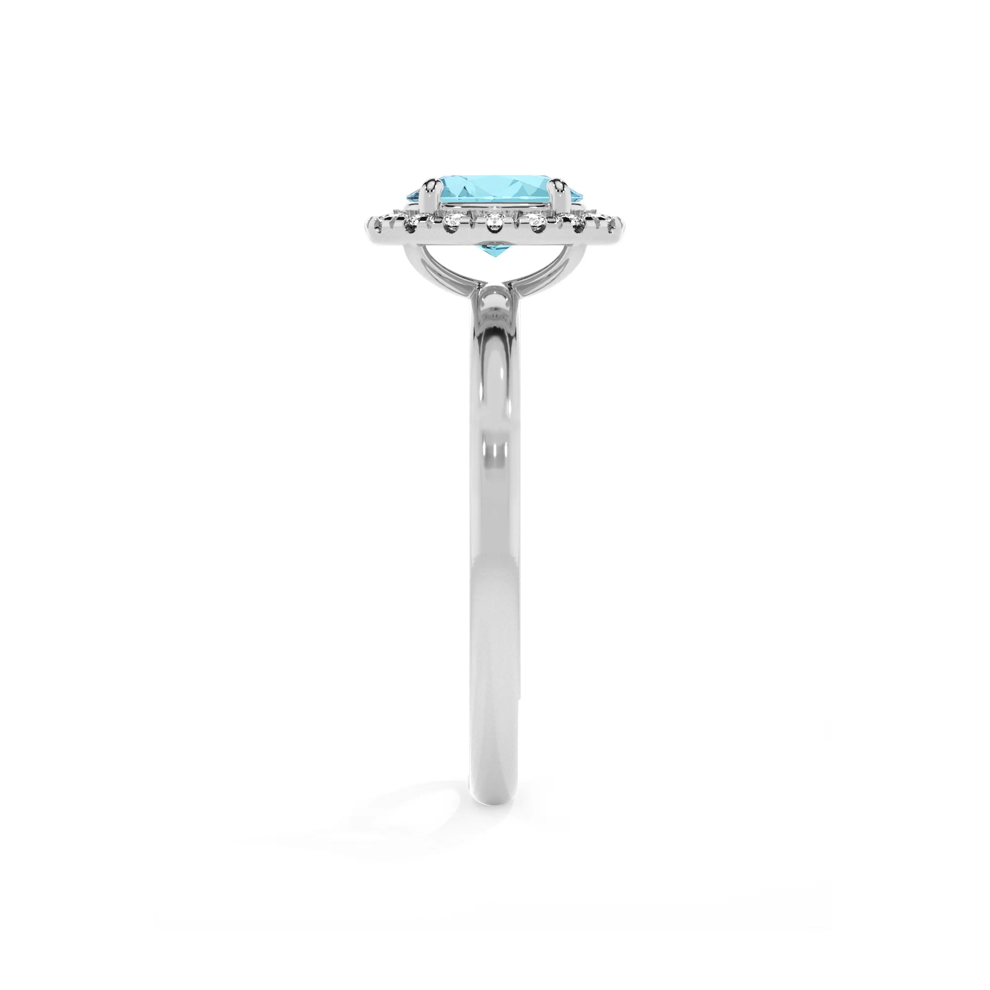 lab grown aquamarine oval solitaire rings in white gold