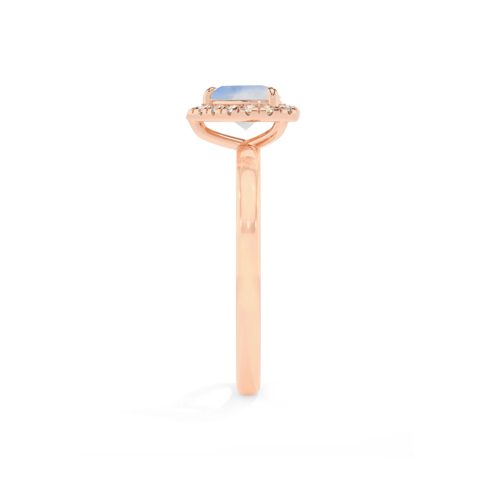 natural rainbow-moonstone heart solitaire rings in rose gold
